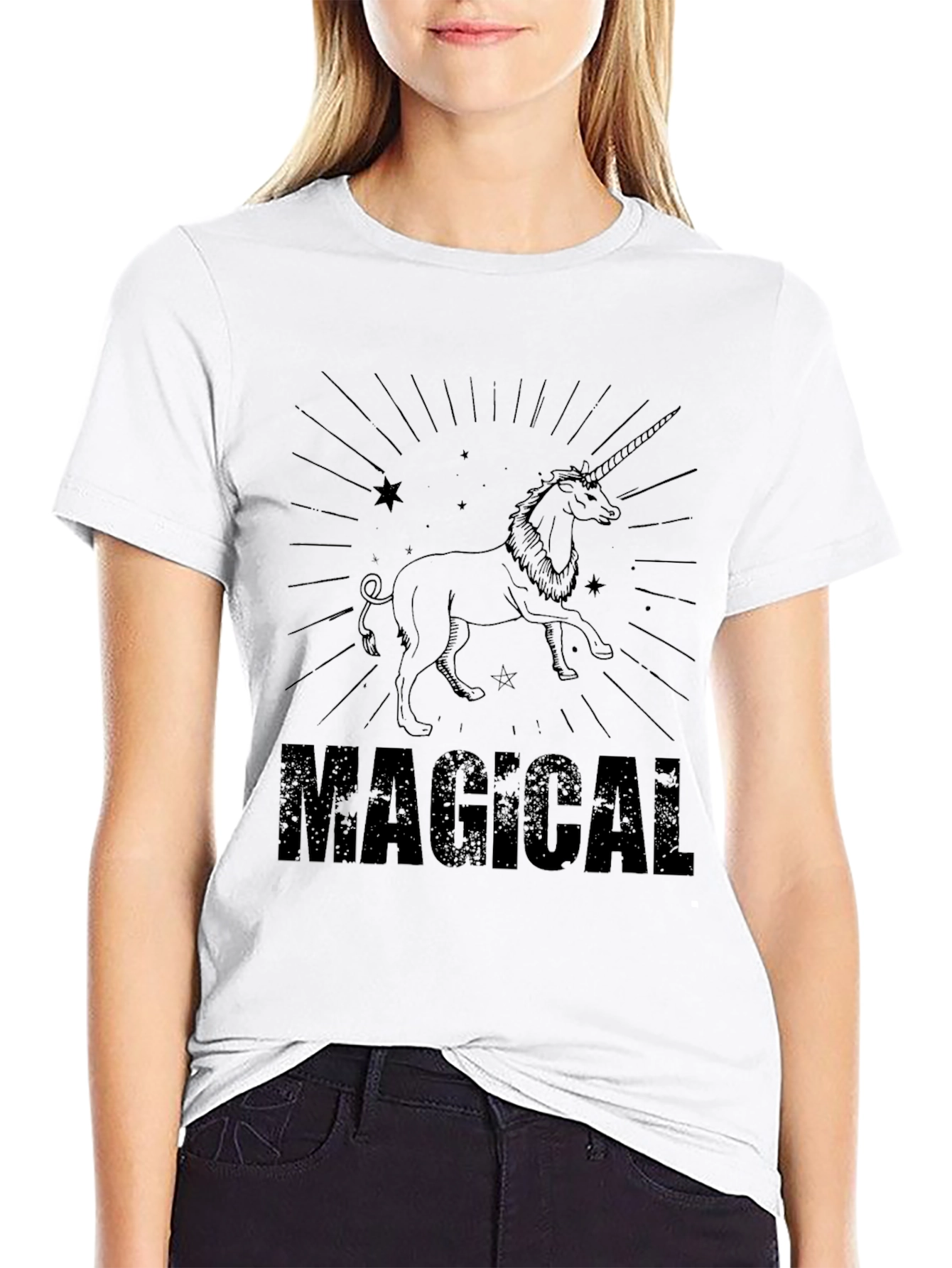 Magical Unicorn Graphic Tee - Black Cotton T-Shirt - 9