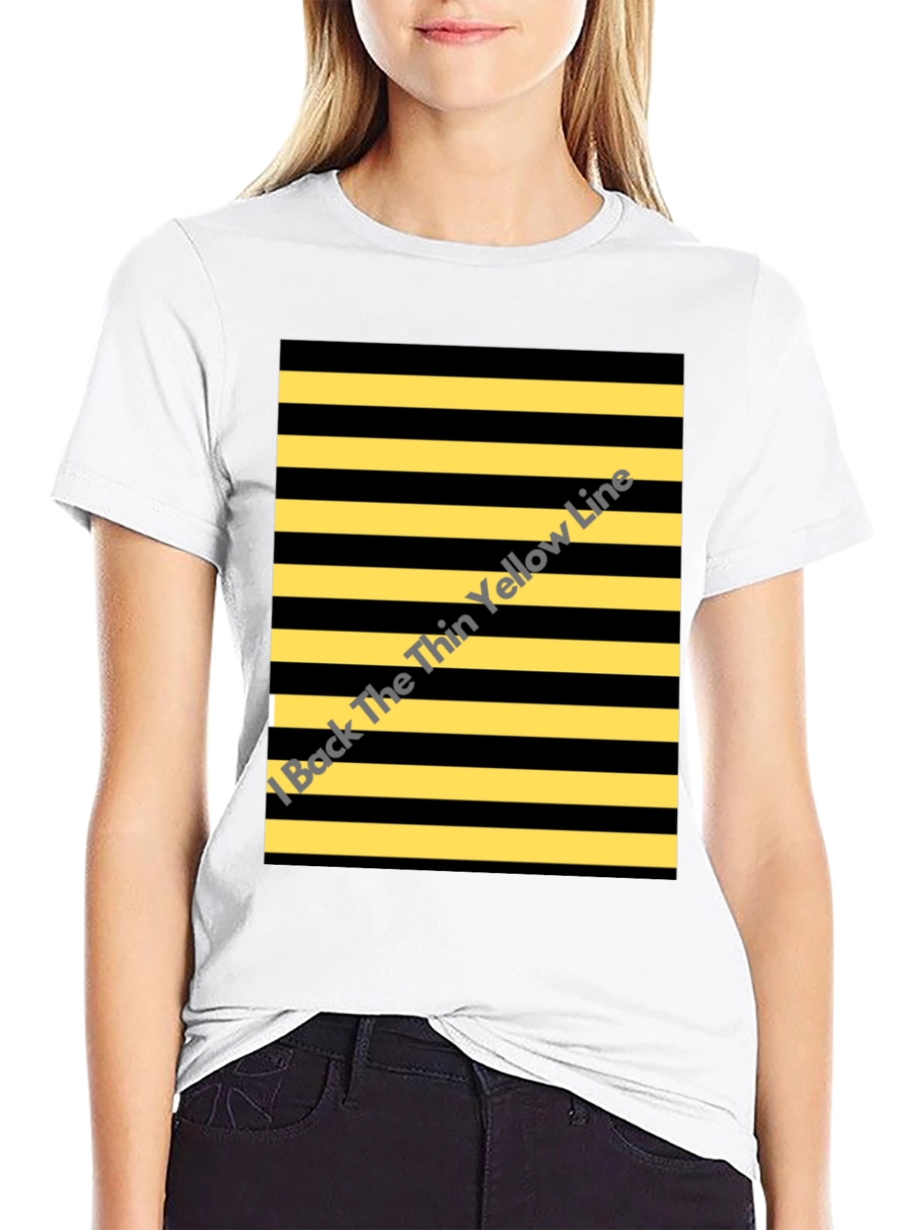 Black Striped Graphic Tee - Black & Yellow Pattern view 9