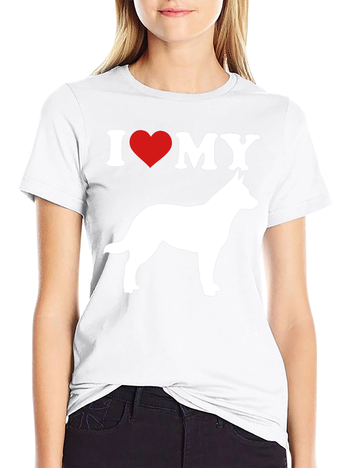 Black I Love My Dog T-Shirt - Black Cotton Blend - Pet Lover Gift view 9