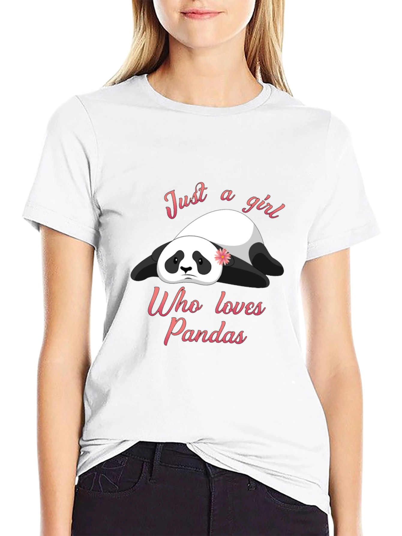 Black Panda Lover T-Shirt - Cute Girl's Panda Graphic Tee view 9