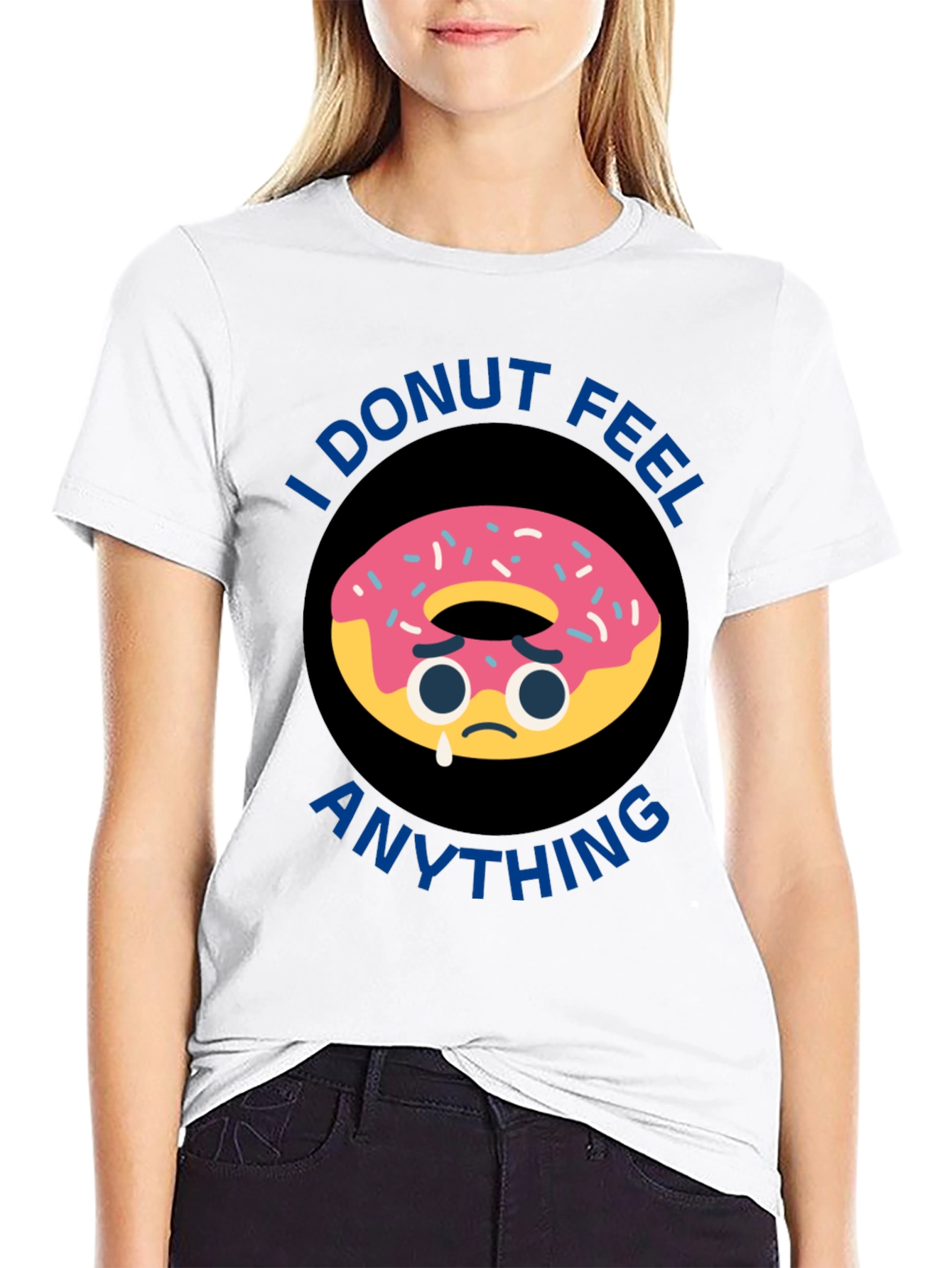 Black I Donut Feel Anything Black T-Shirt view 9