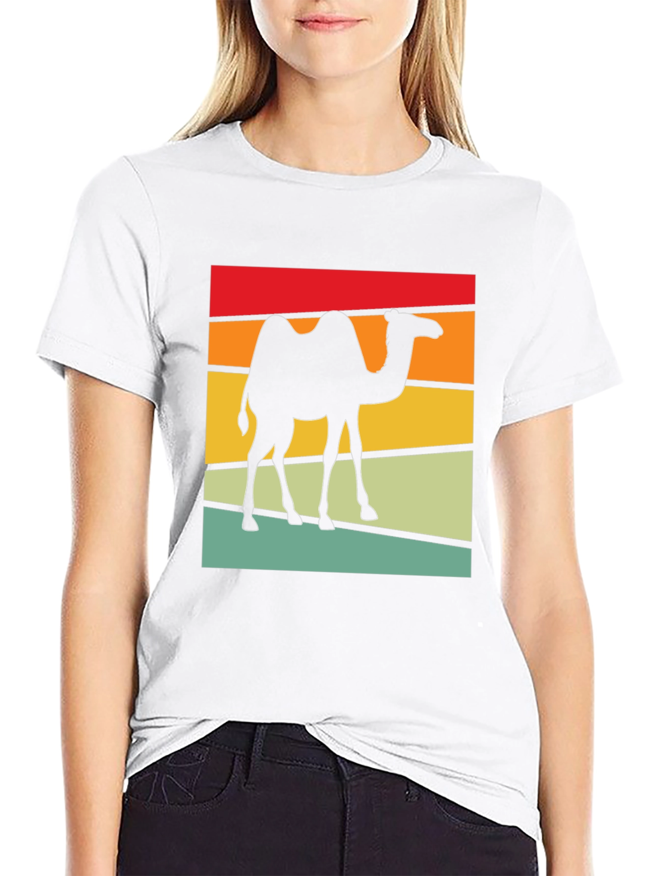Black Retro Camel T-Shirt: Black Cotton Blend, Graphic Tee view 9