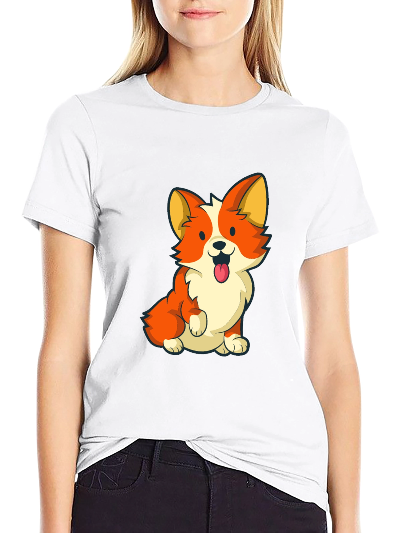 Black Cute Corgi Graphic Tee - Black view 9