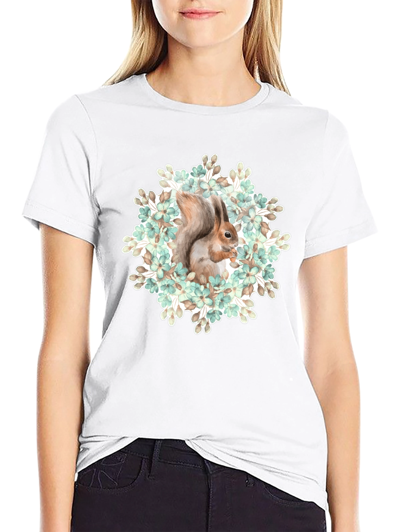 Squirrel Floral T-Shirt - Nature Graphic Tee - 9