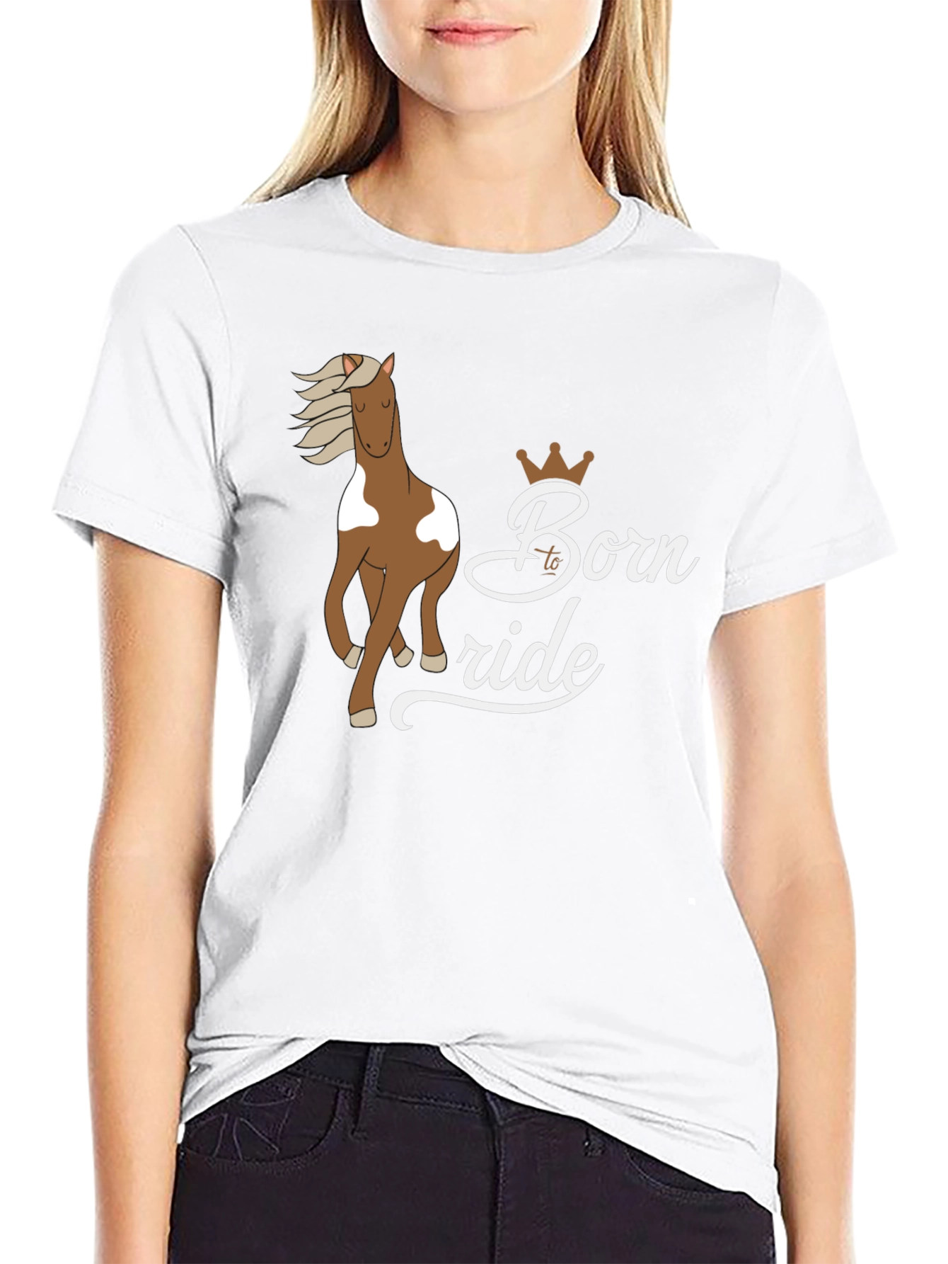 Black Born to Ride Horse T-Shirt view 9