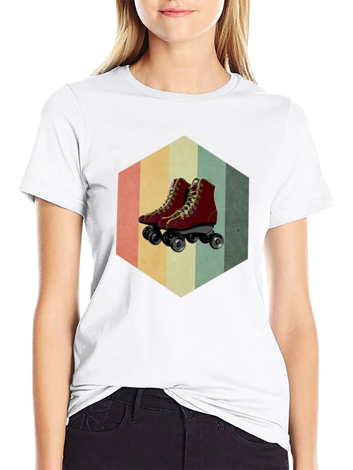 Black Retro Roller Skate Graphic Tee - Black Casual Shirt view 9