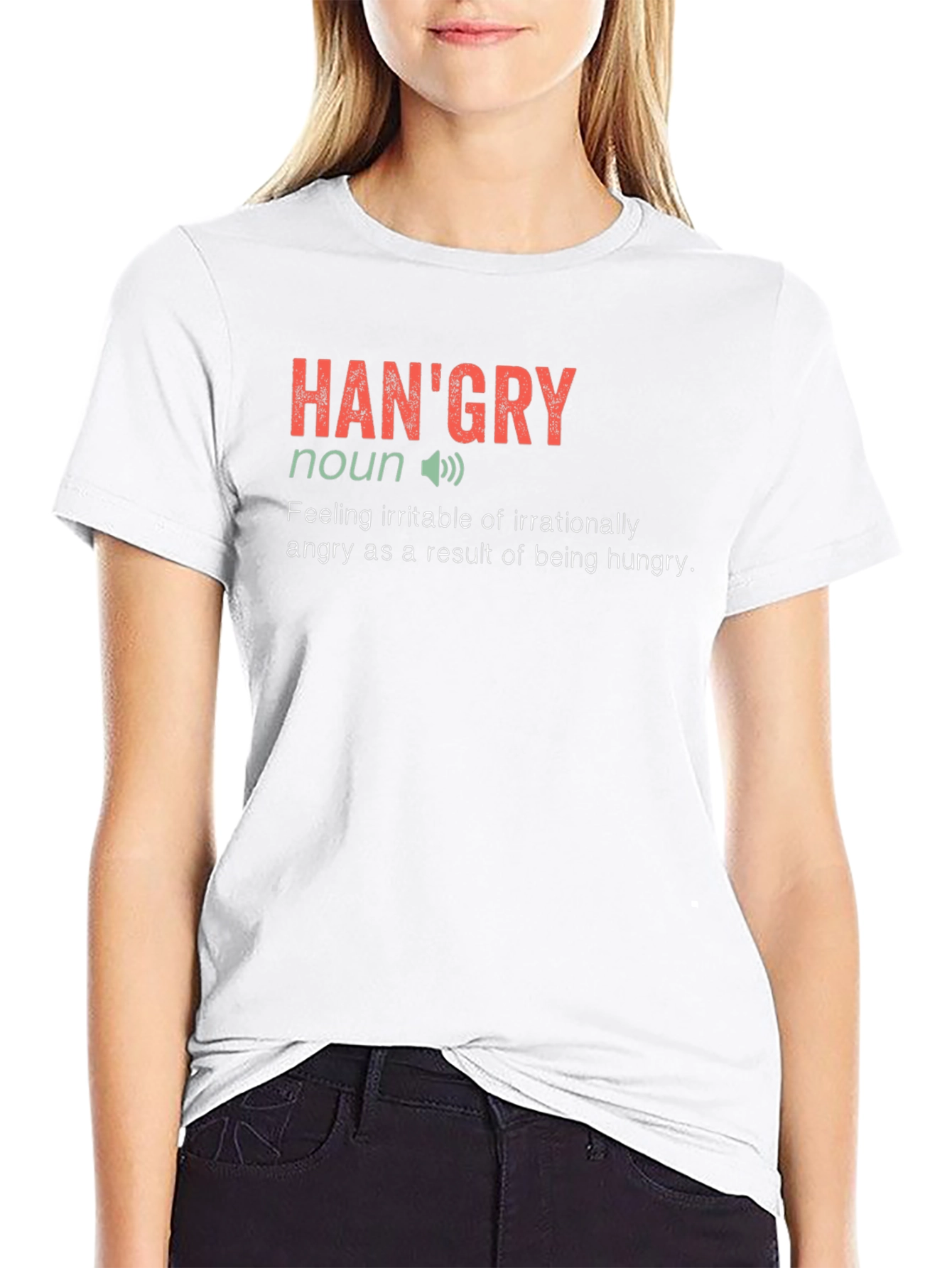 Black Hangry Definition T-Shirt - Funny Hungry Tee view 9