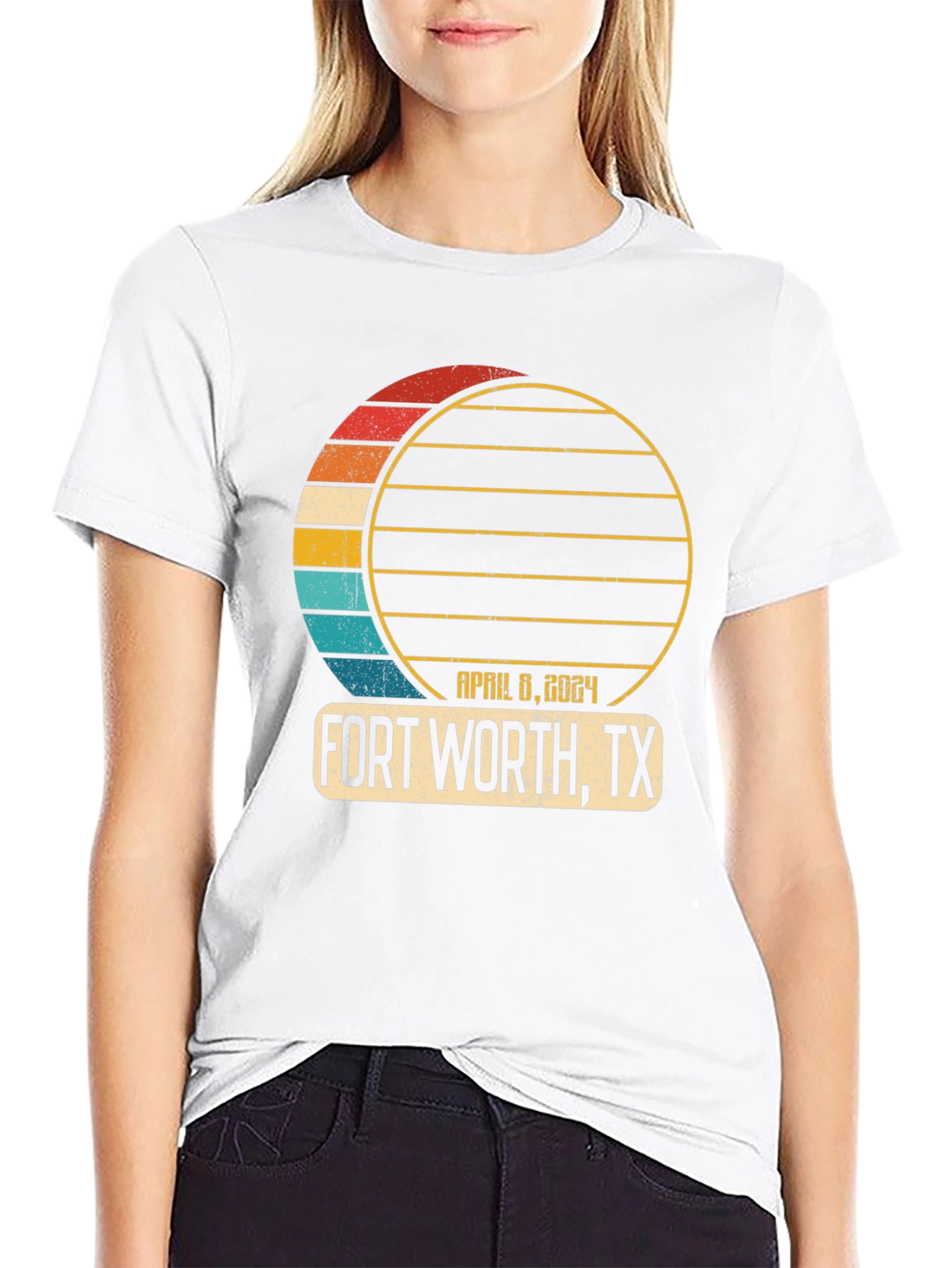 Black Fort Worth, TX April 8, 2024 Eclipse T-Shirt view 9