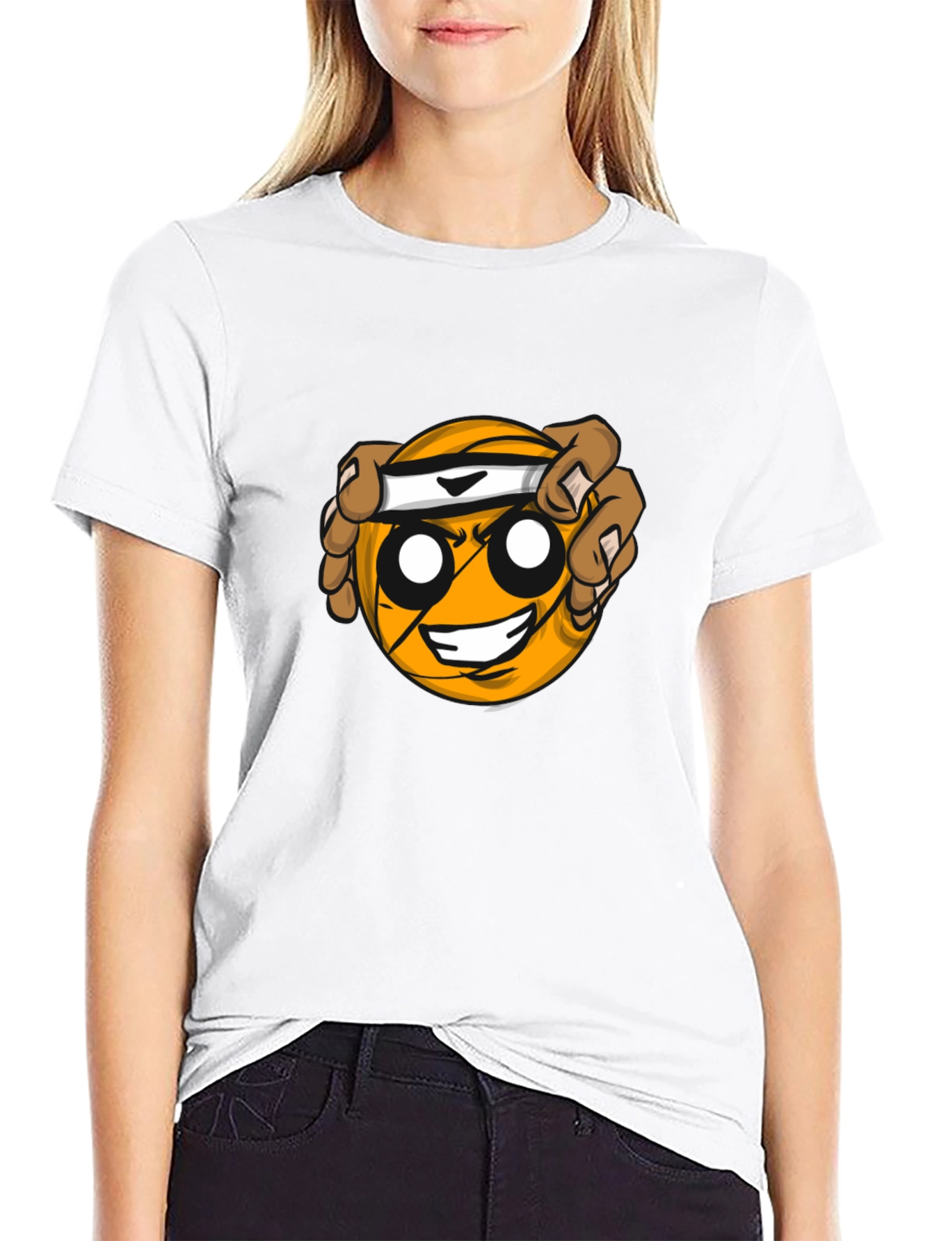 Black Funny Emoji Basketball Graphic Tee - Black view 9