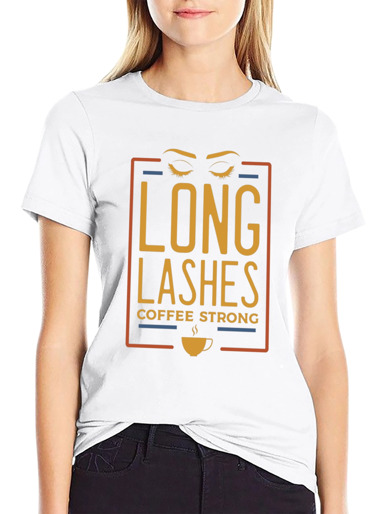 Black Long Lashes Coffee Strong Graphic T-Shirt view 9