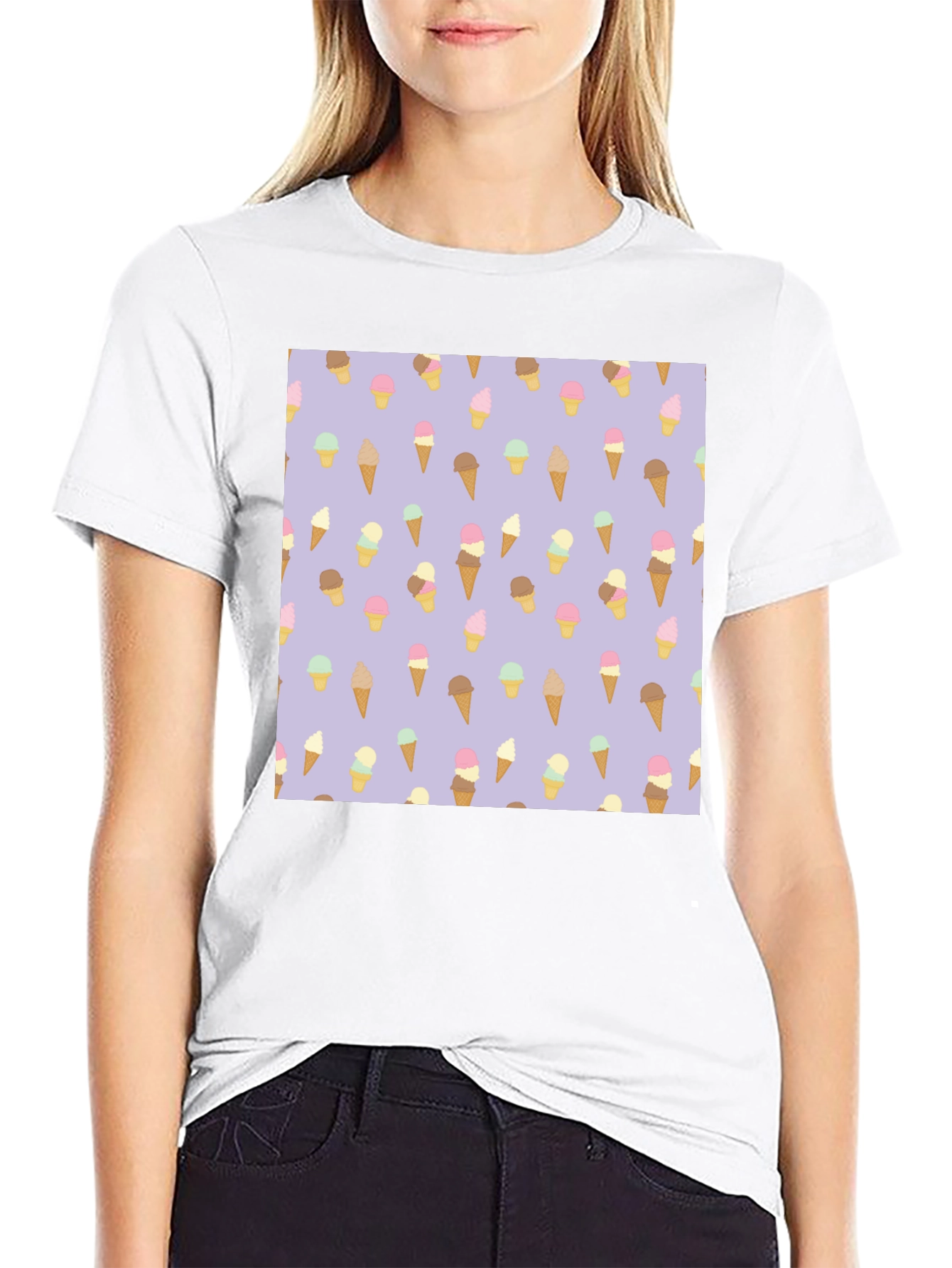 Ice Cream Cone Pattern T-Shirt - 9