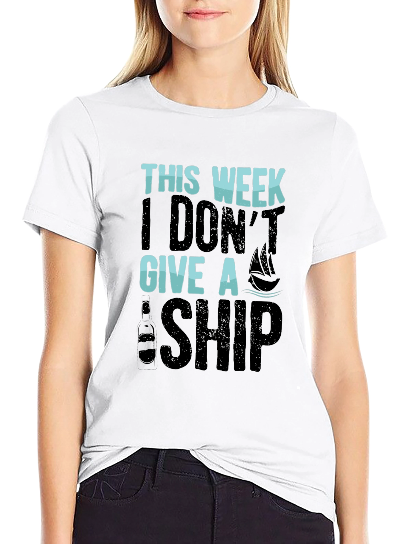 Black Funny "This Week I Don't Give A Ship" Graphic T-Shirt view 9