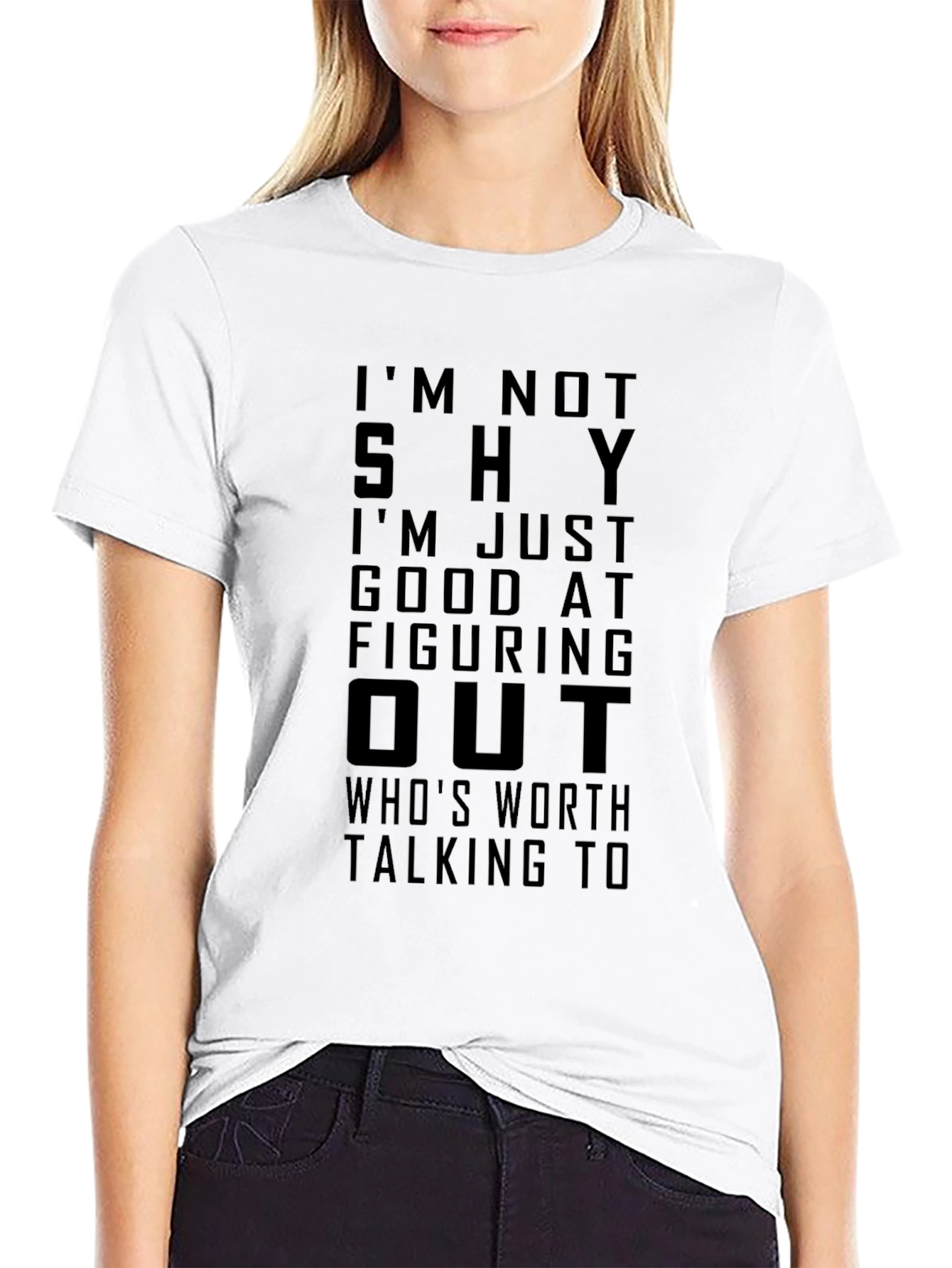 Black I'm Not Shy Funny Graphic T-Shirt view 9