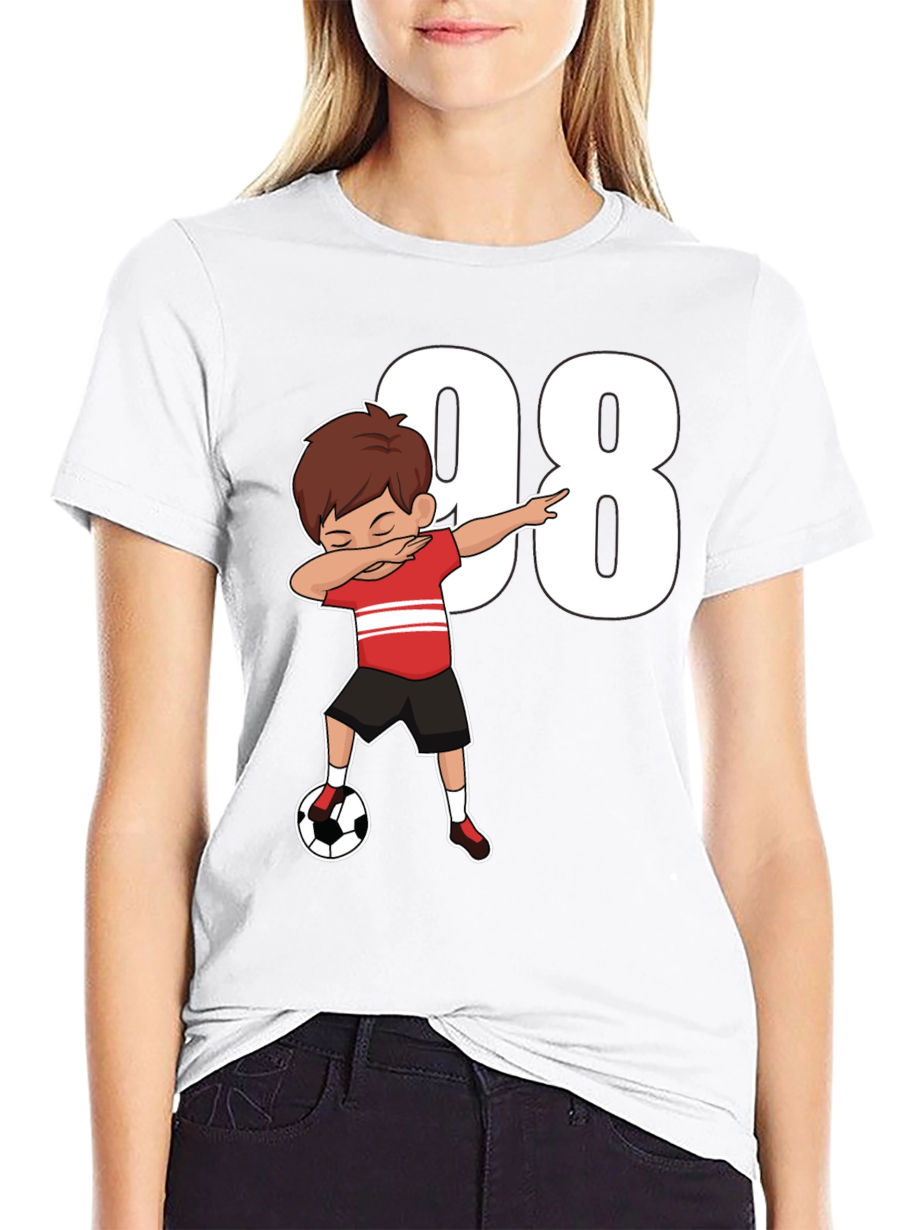 Black Dabbing Soccer Boy T-Shirt - Number 98 view 9