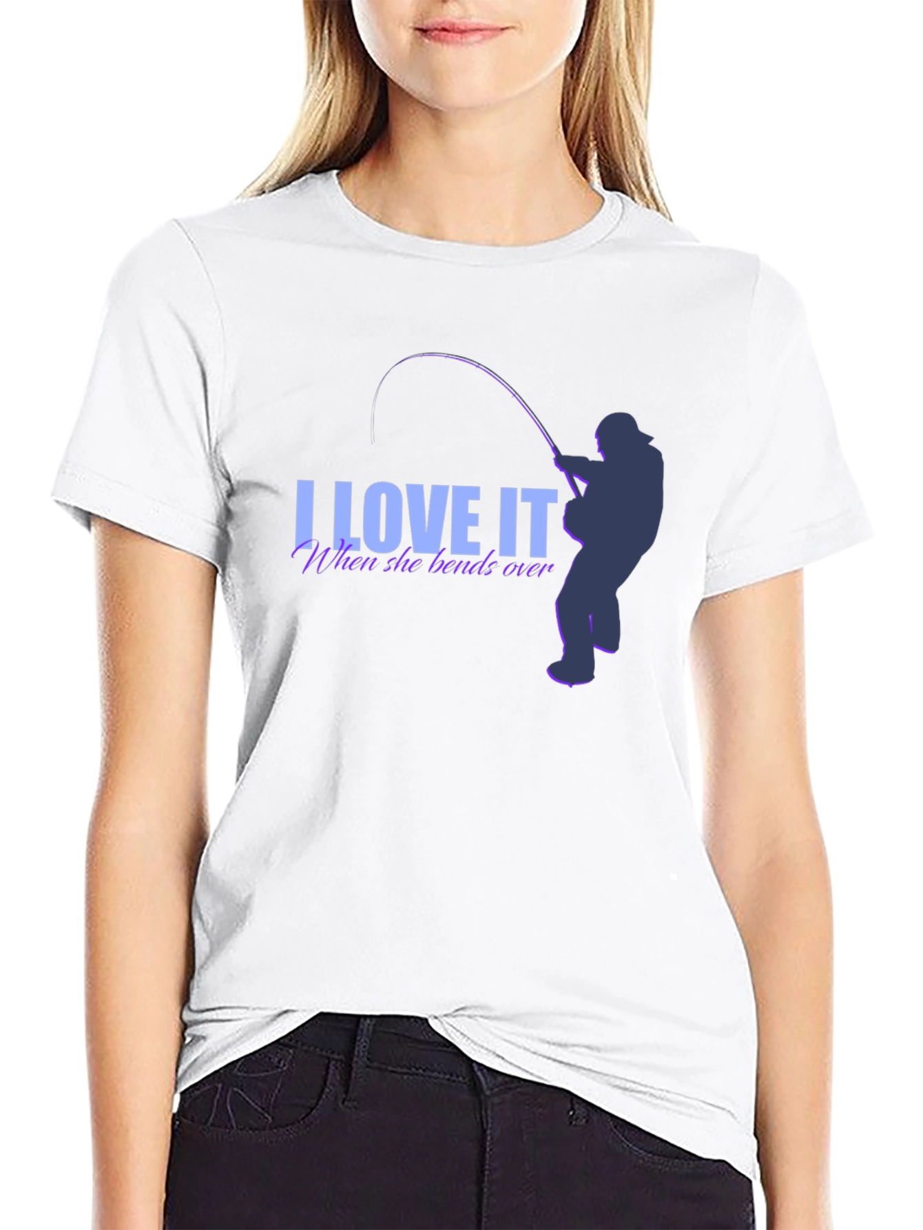 Black I Love It When She Bends Over Fishing T-Shirt view 9