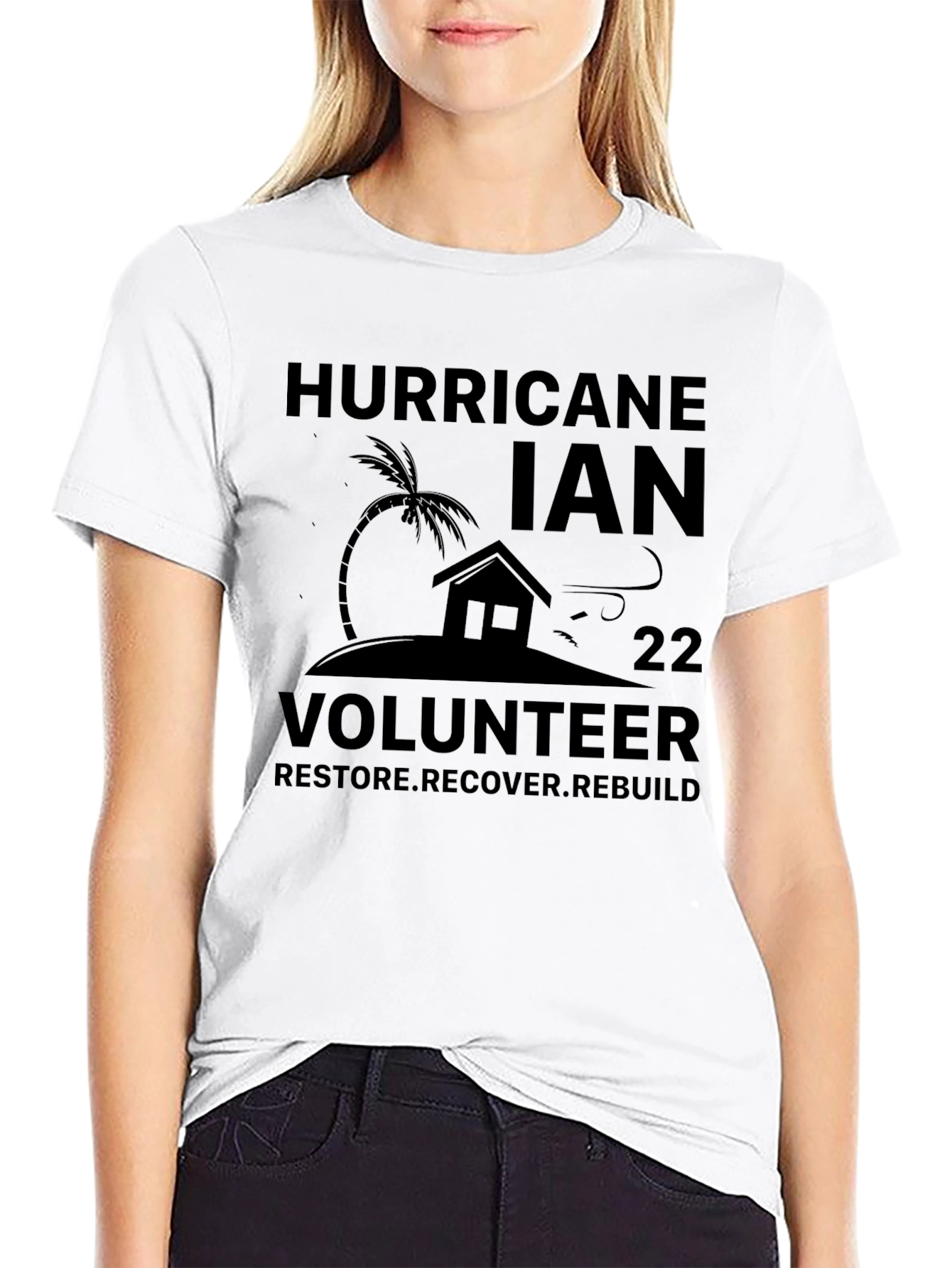 Black Hurricane Ian Volunteer T-Shirt view 9