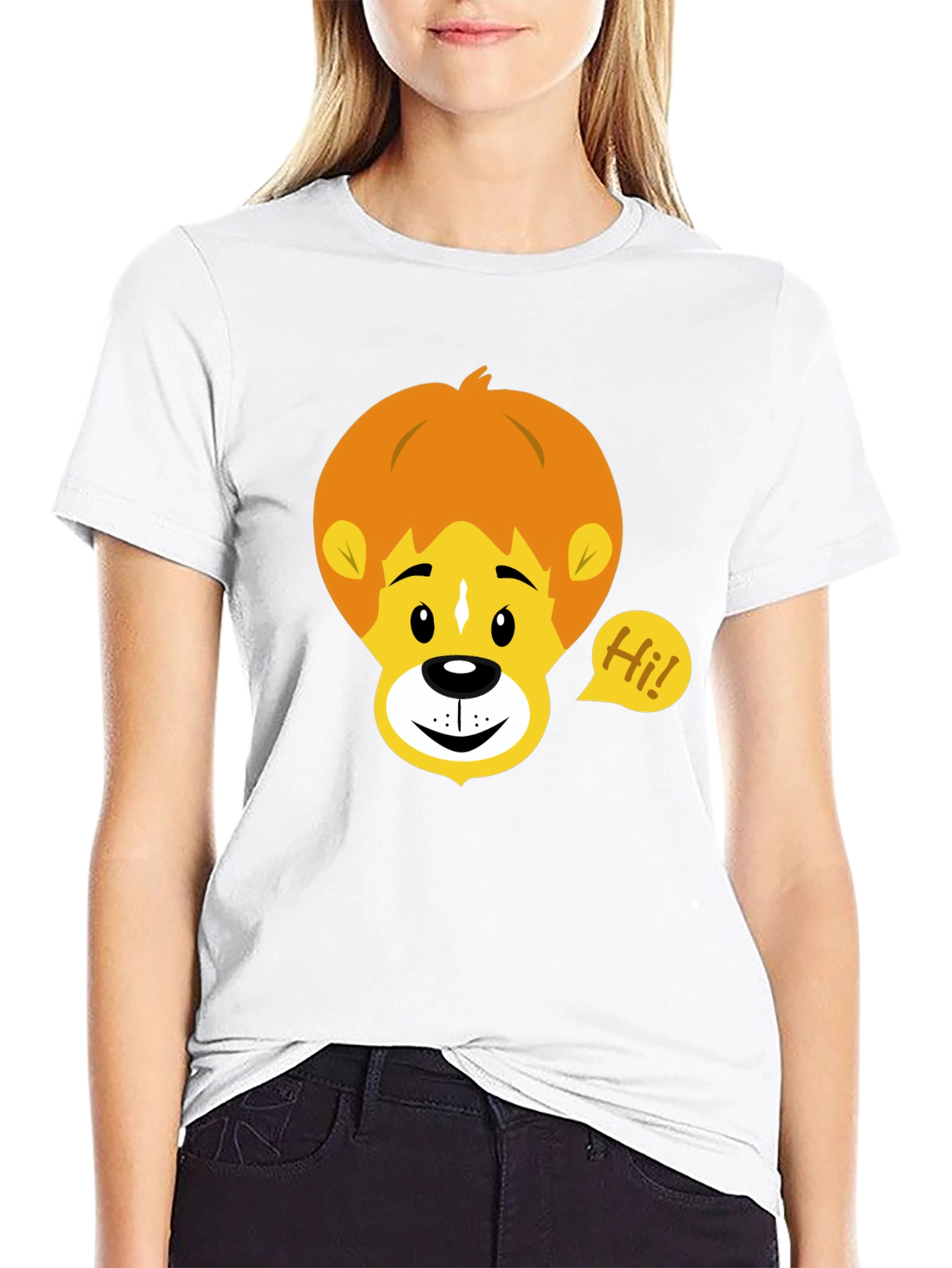 Black Cartoon Lion Graphic Tee - Black view 9