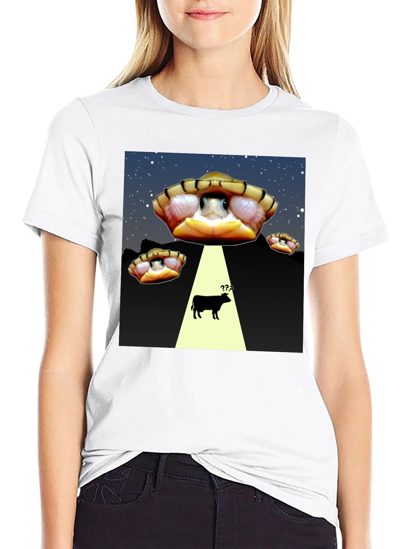 Black Alien Turtle Abduction T-Shirt - Funny Graphic Tee view 9