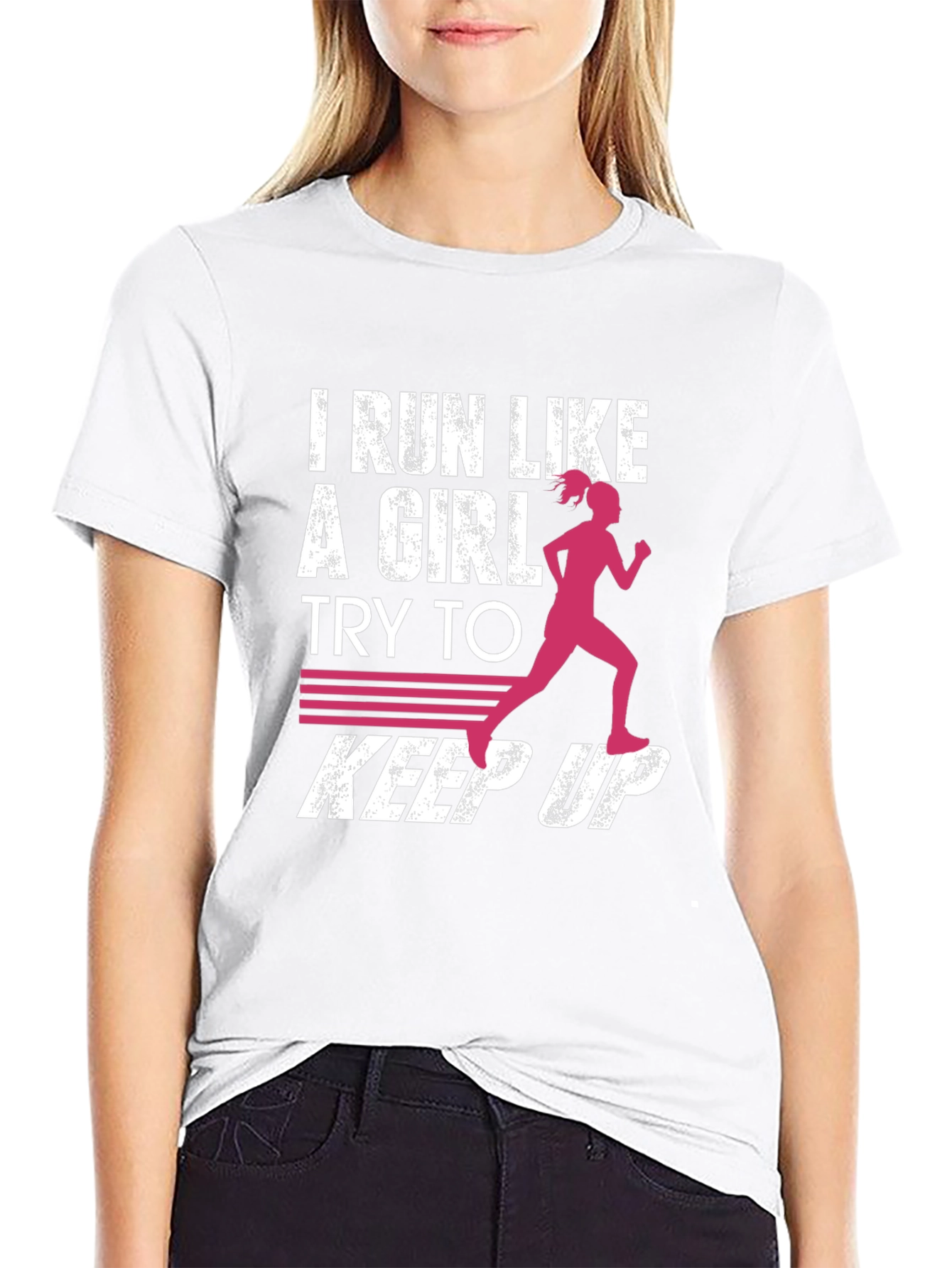 Black I Run Like a Girl Graphic T-Shirt view 9