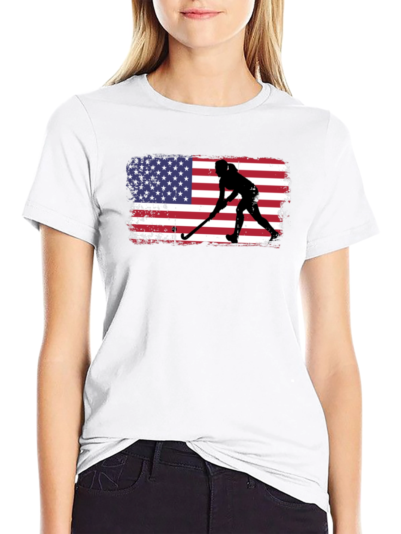 Black USA Hockey Silhouette Graphic Tee view 9