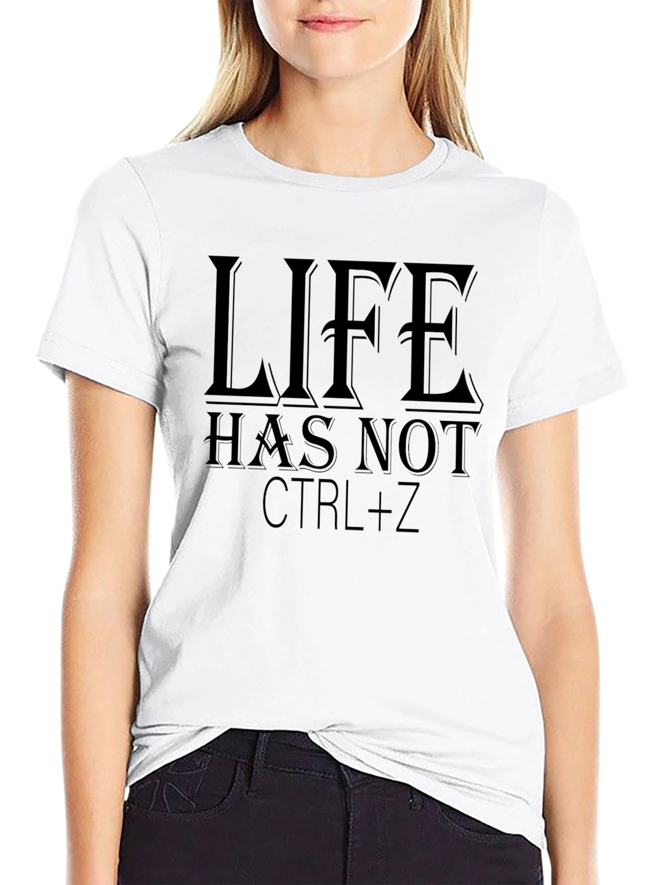 Black Life Has Not CTRL+Z Black Graphic T-Shirt view 9