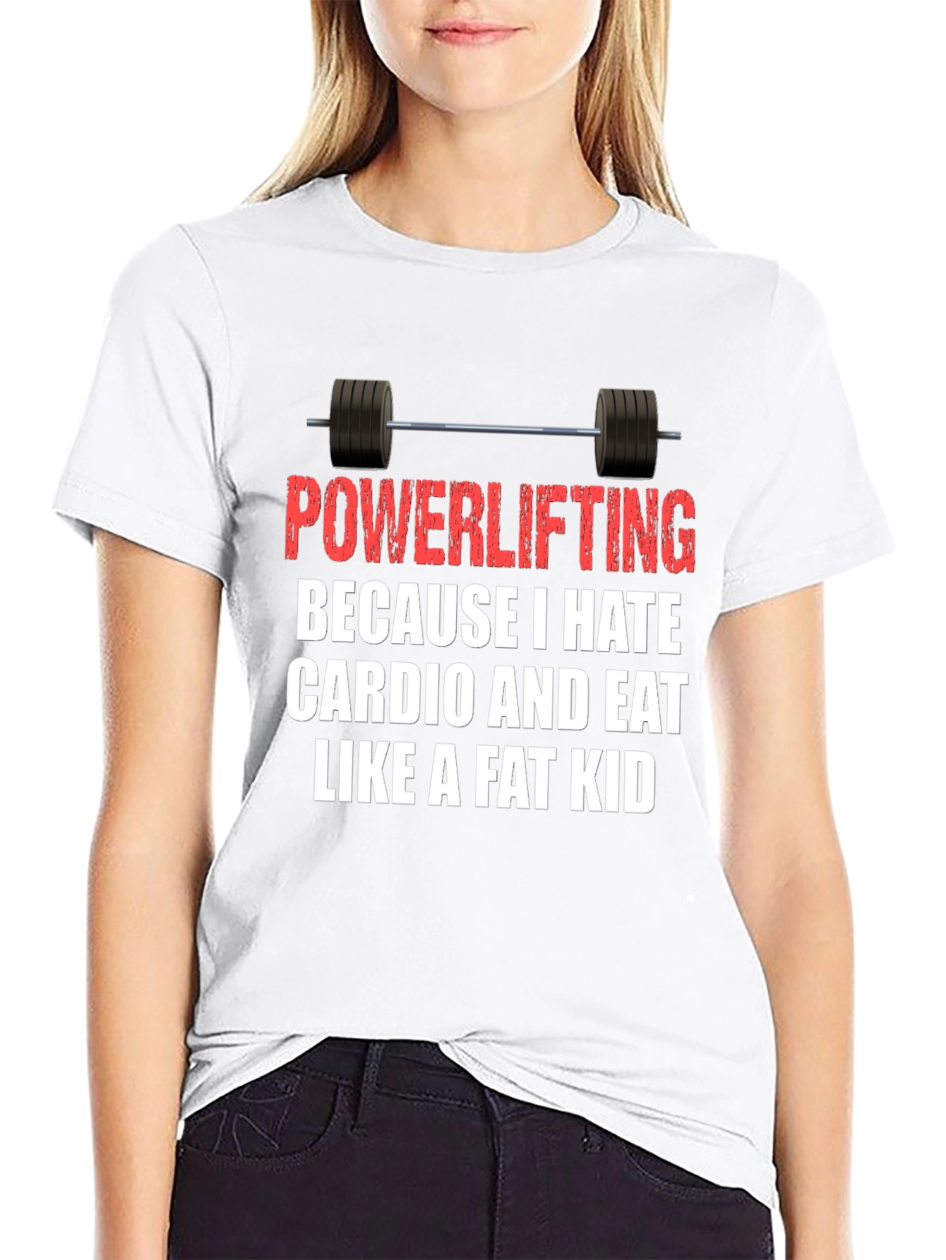 Black Powerlifting Hates Cardio Graphic Tee view 9
