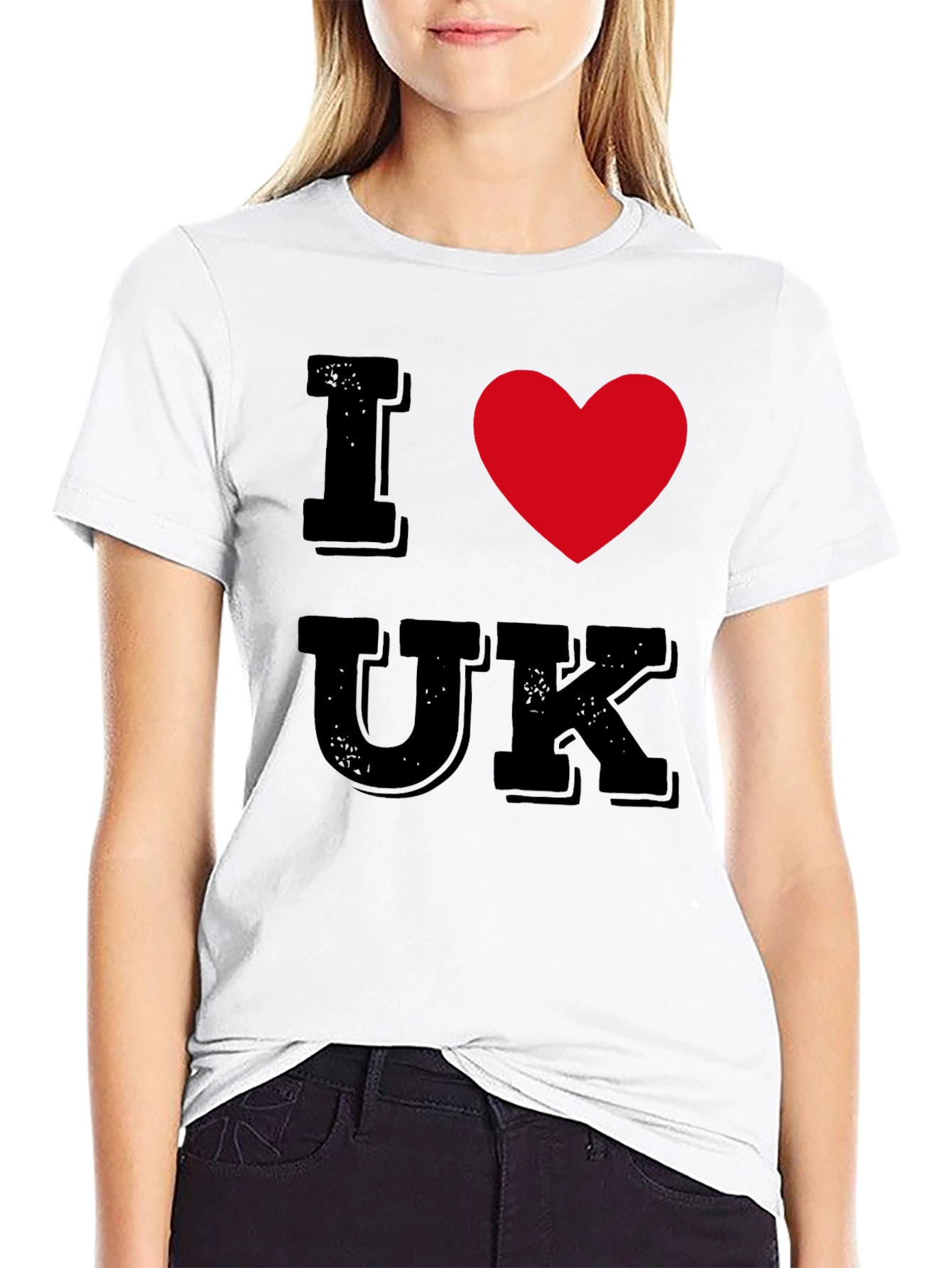Black I Heart UK T-Shirt - Black Cotton Tee view 9
