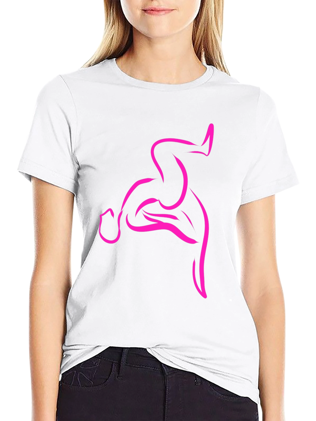 Black Men's Black T-Shirt with Abstract Pink Design view 9