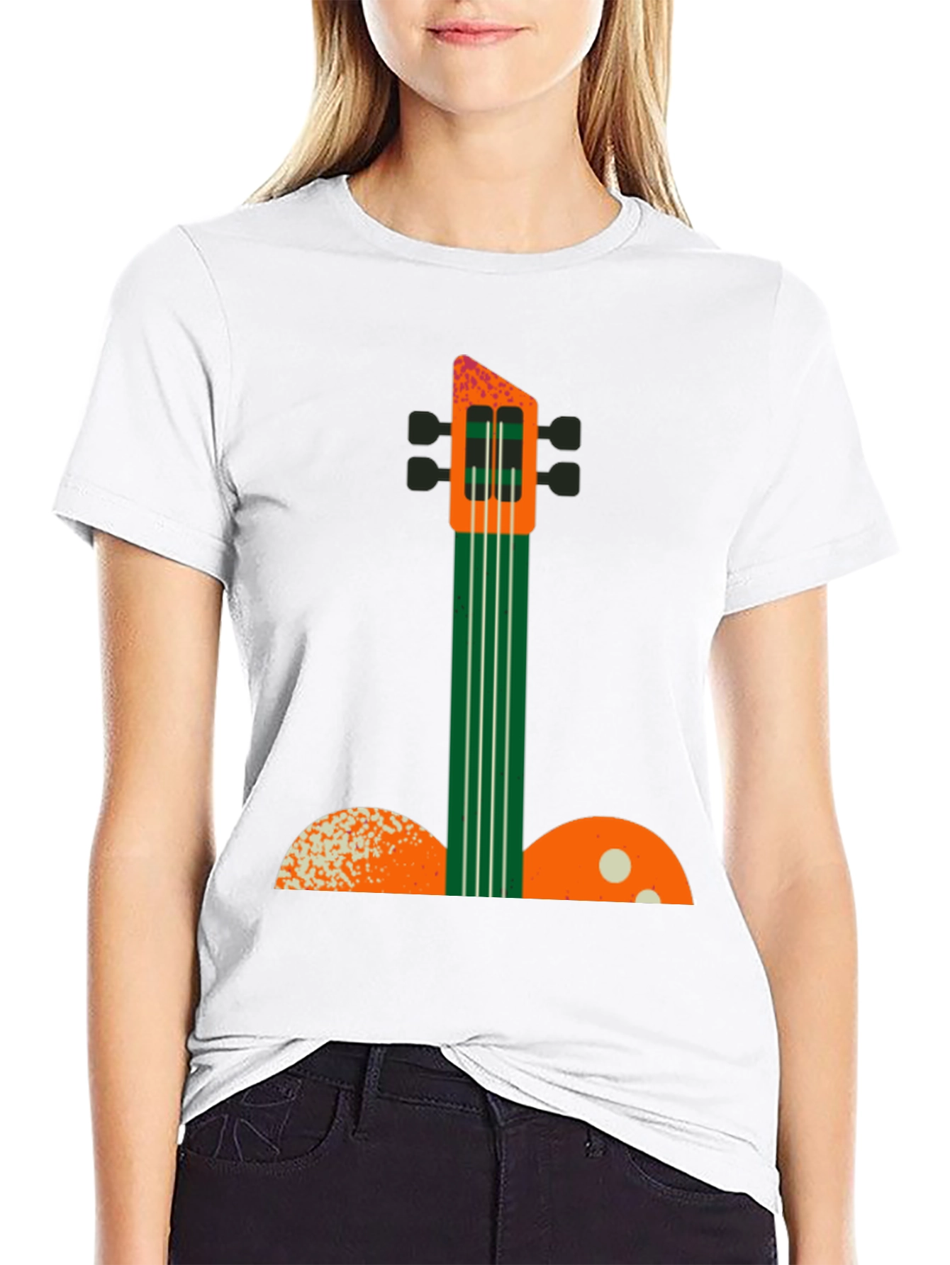 Black Abstract Guitar Graphic Tee view 9