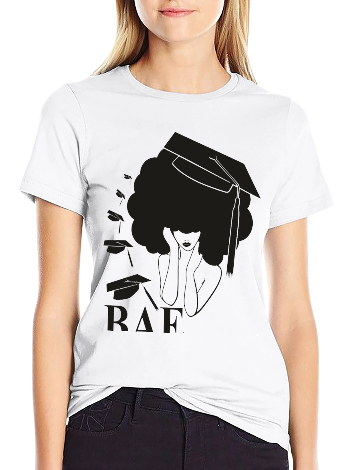 Black Graduation Afro T-Shirt - Black view 9