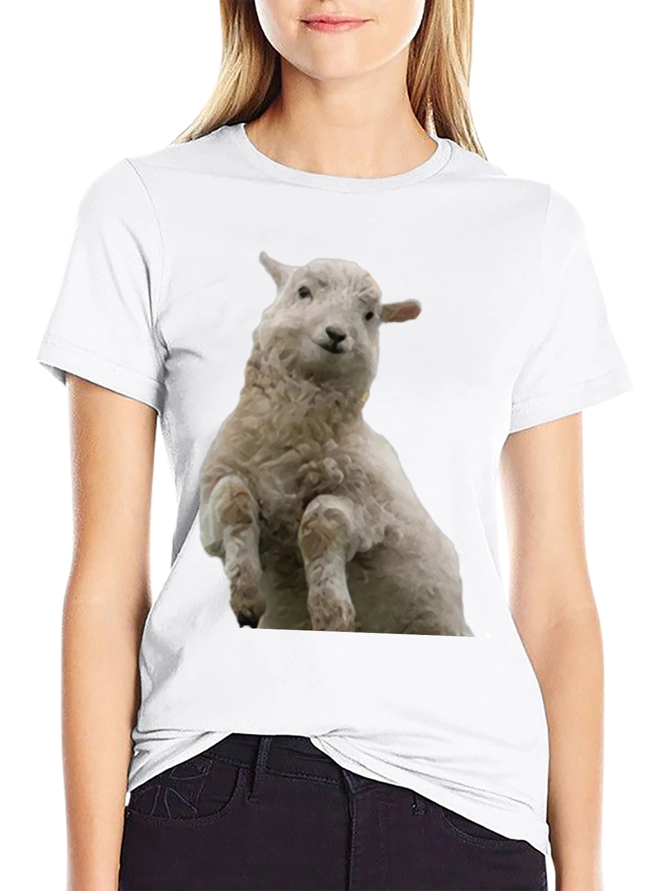 Black Black T-Shirt with Sheep Graphic view 9