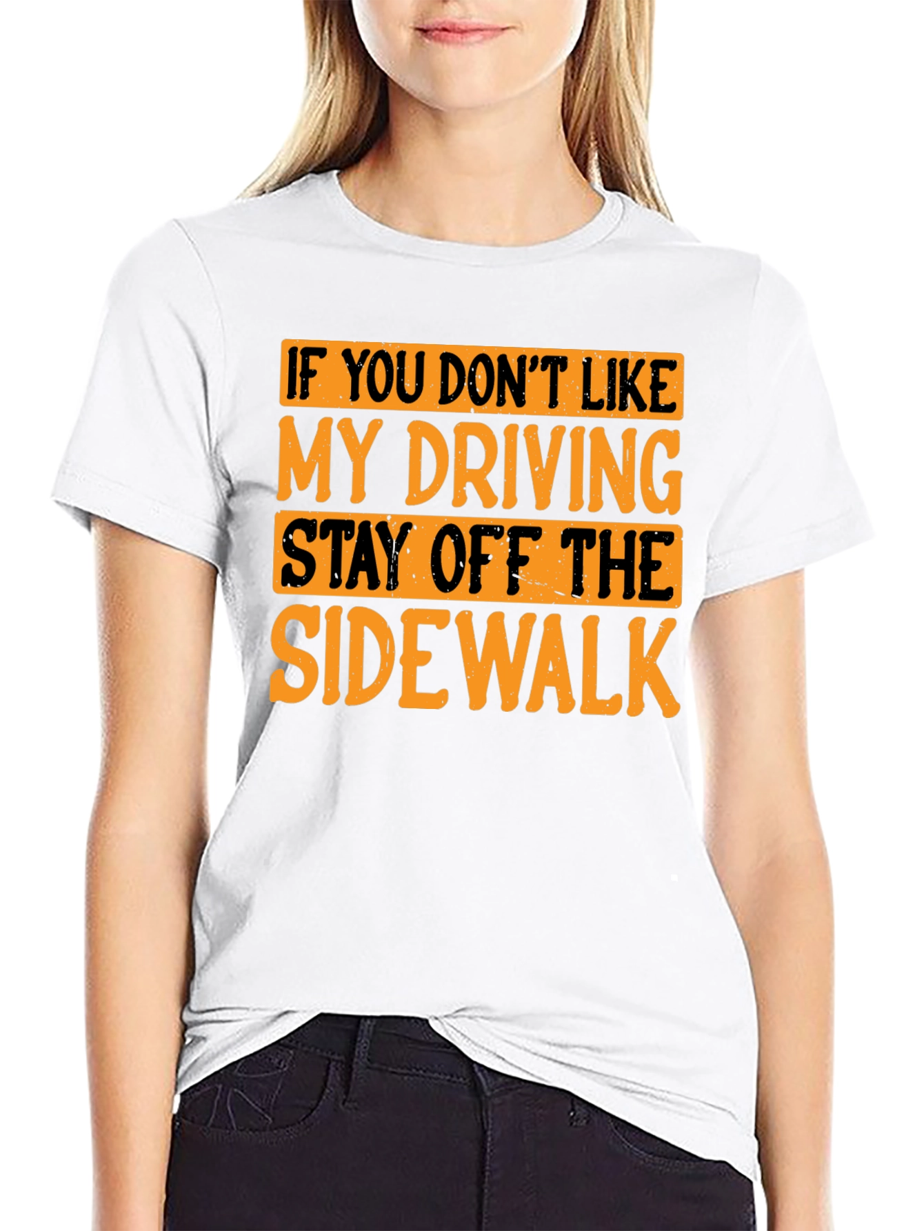Black Funny Driving T-Shirt - Stay Off the Sidewalk view 9