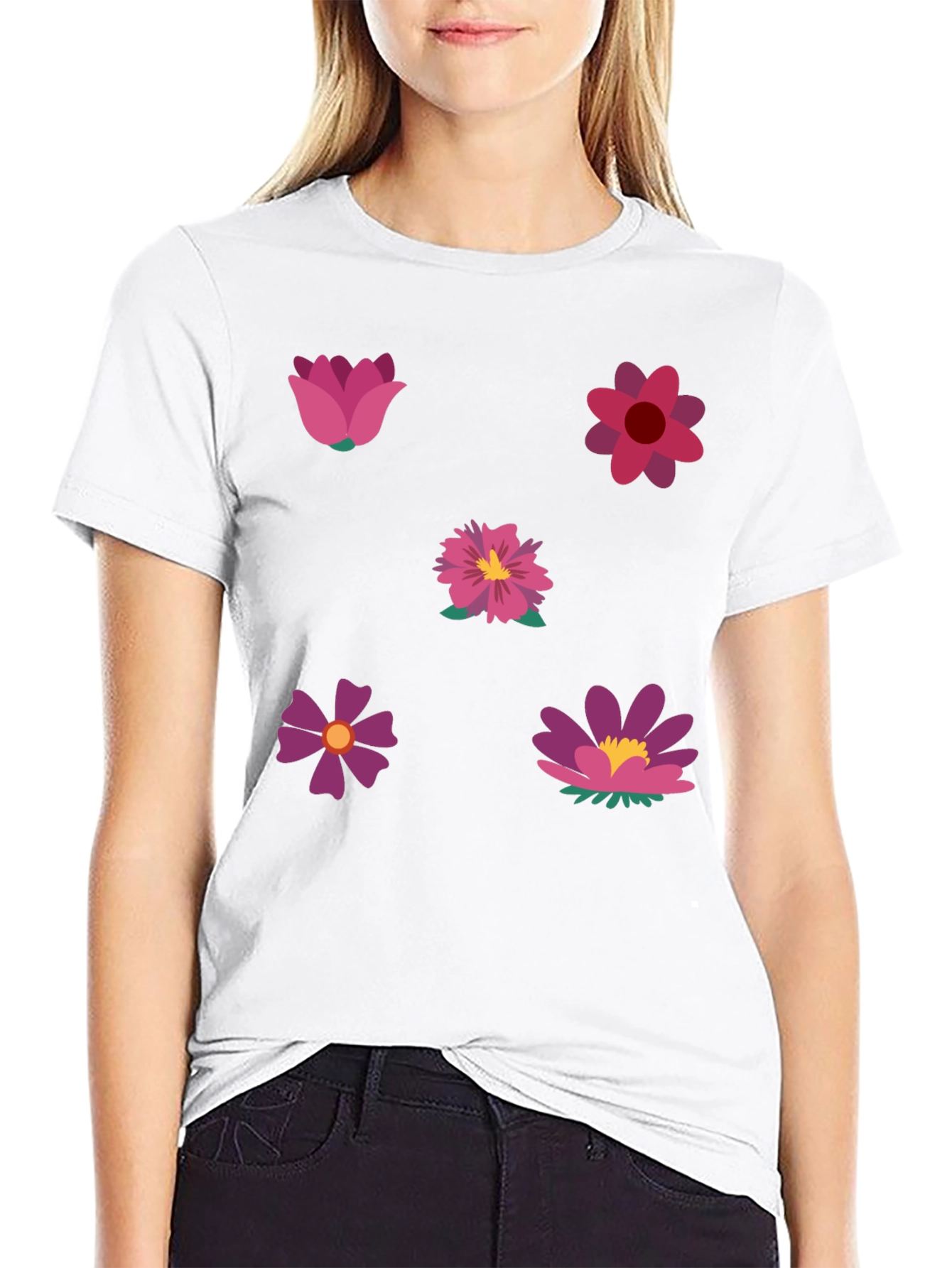 Black Floral Print Black T-Shirt view 9