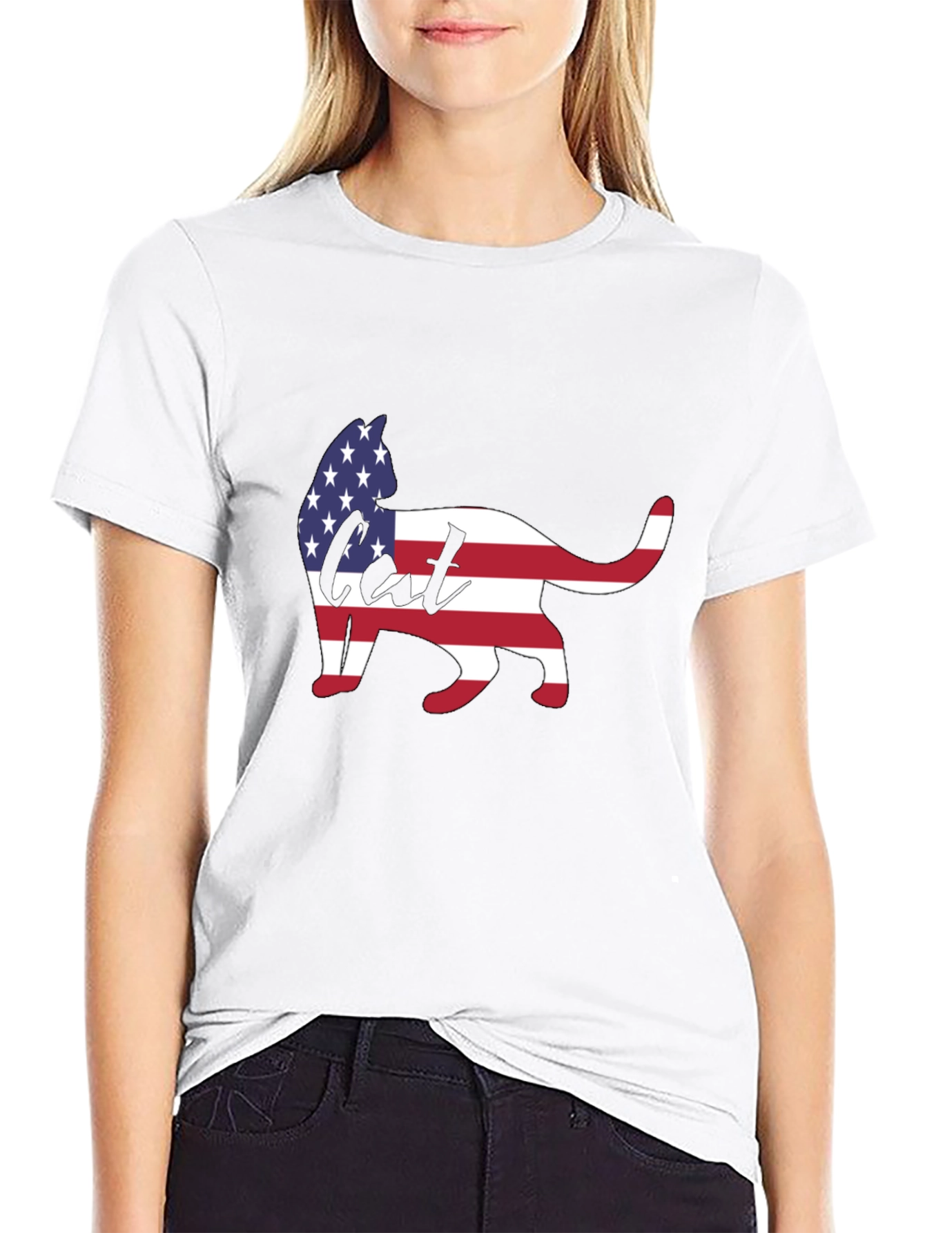 Black Patriotic Cat T-Shirt view 9