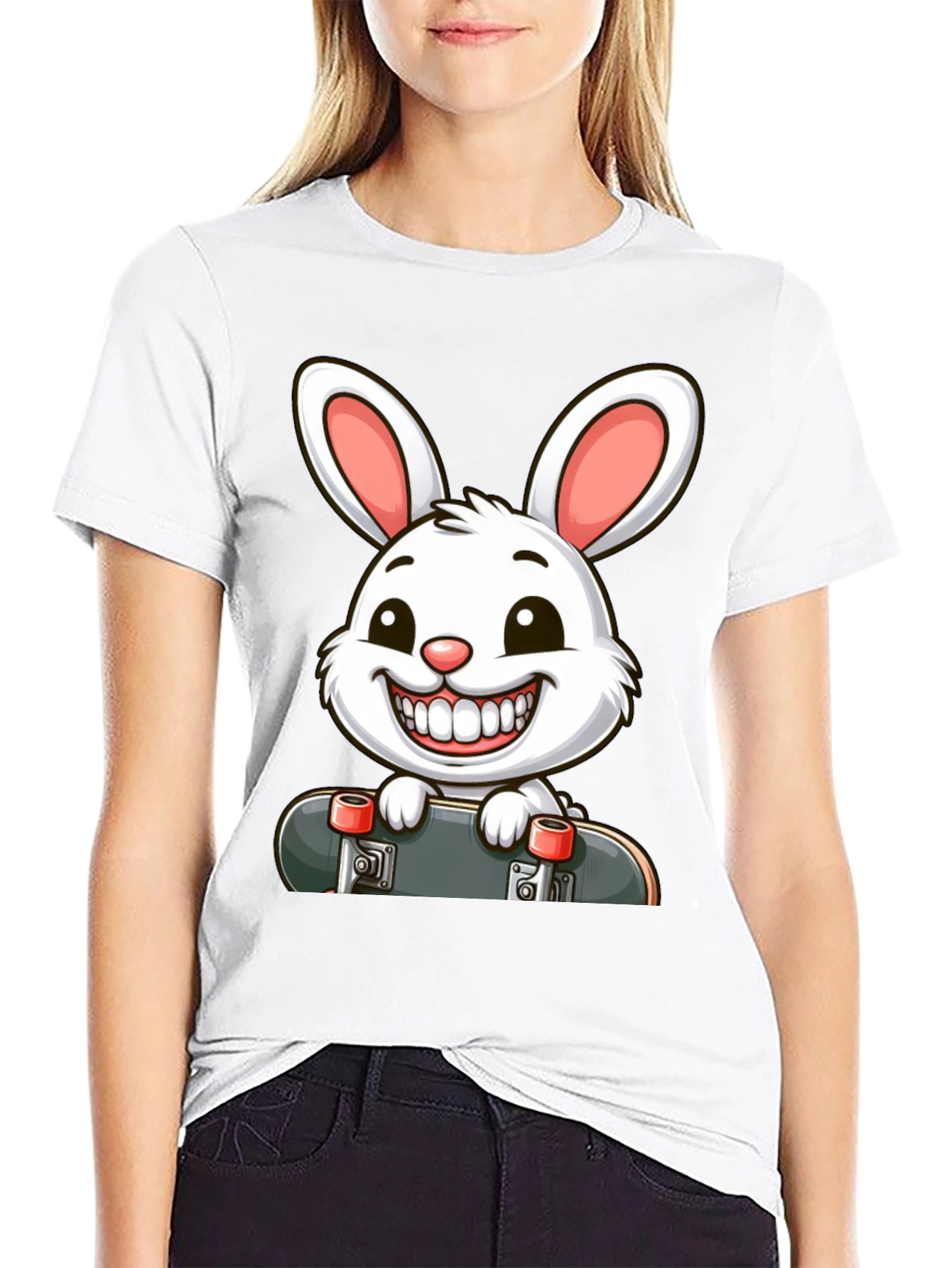 Black Rabbit Skateboard Graphic T-Shirt view 9