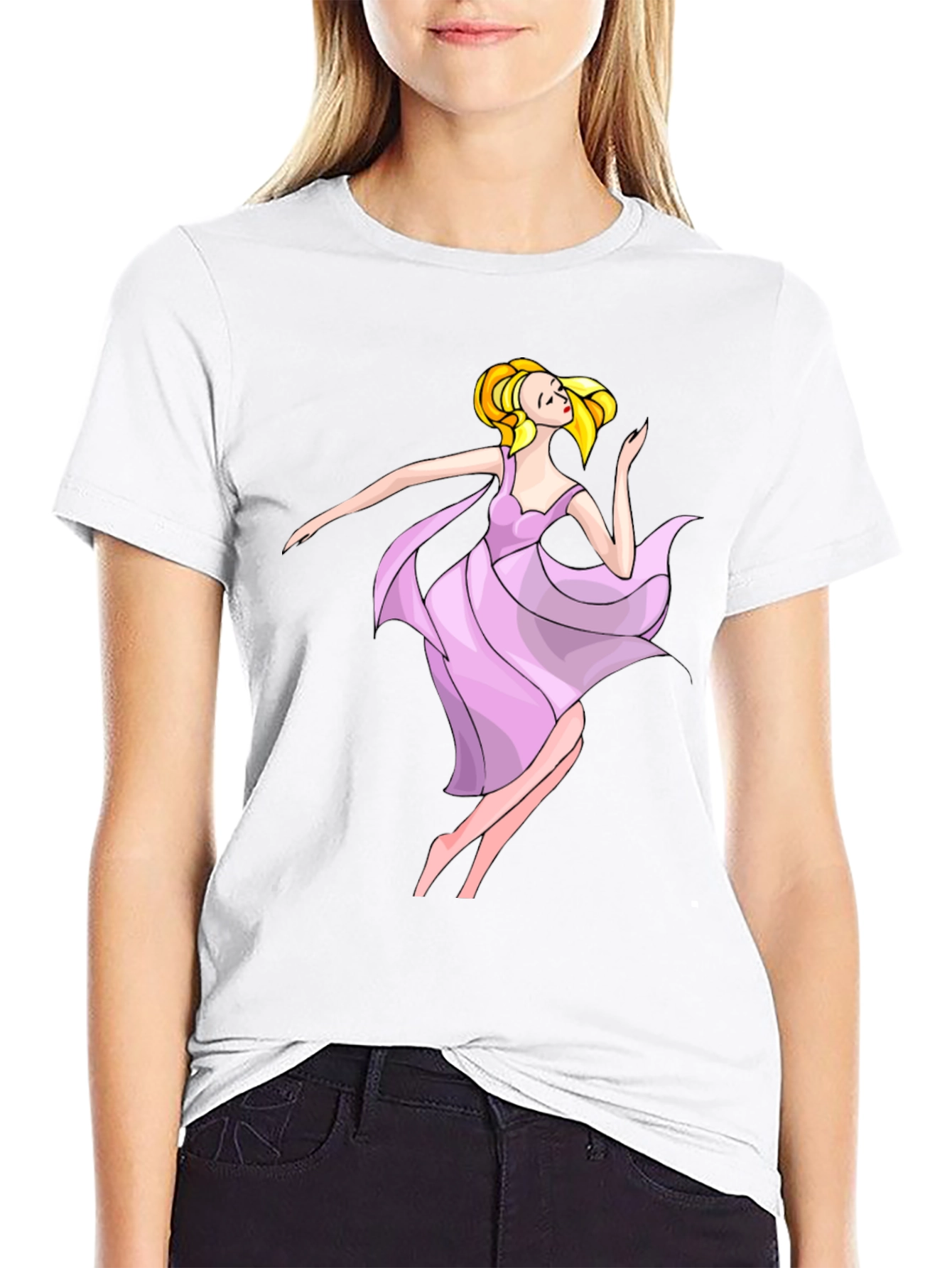 Black Elegant Ballerina Graphic T-Shirt view 9