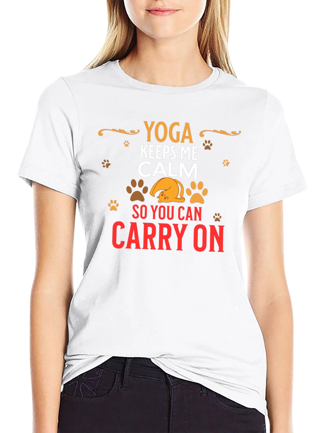 Black Yoga Keeps Me Calm Graphic T-Shirt view 9