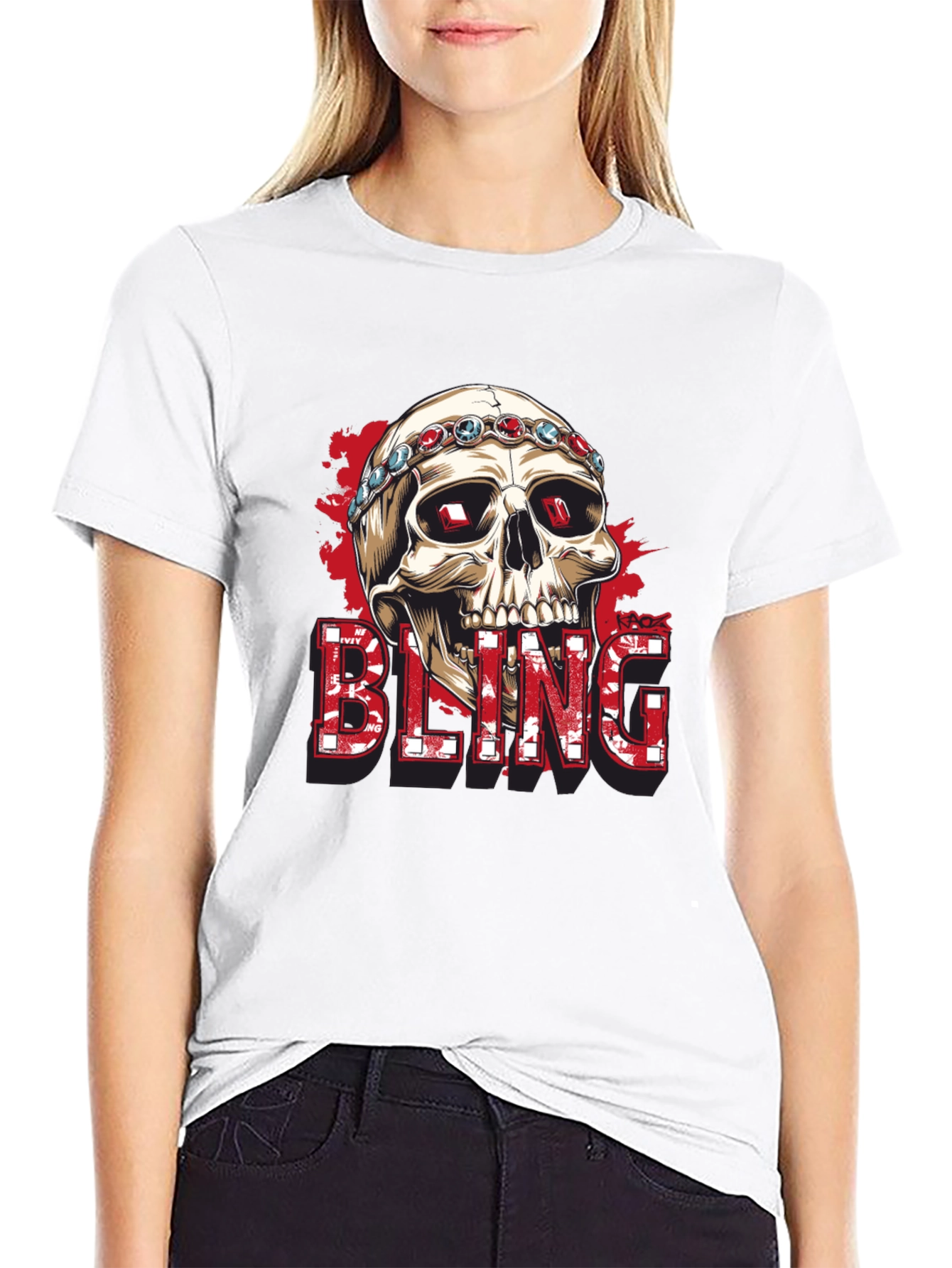 Black Skull Bling Graphic Tee - Mens Fashion view 9