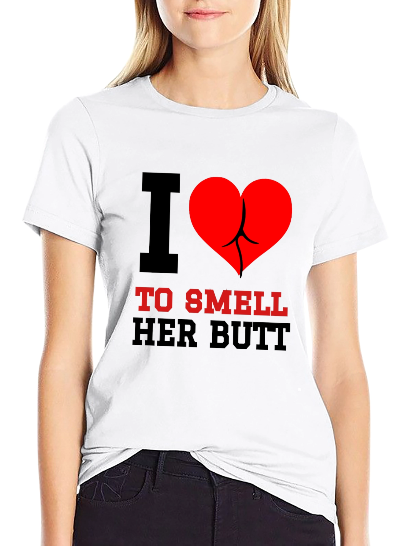 Black I Heart To Smell Her Butt Funny Graphic Tee view 9