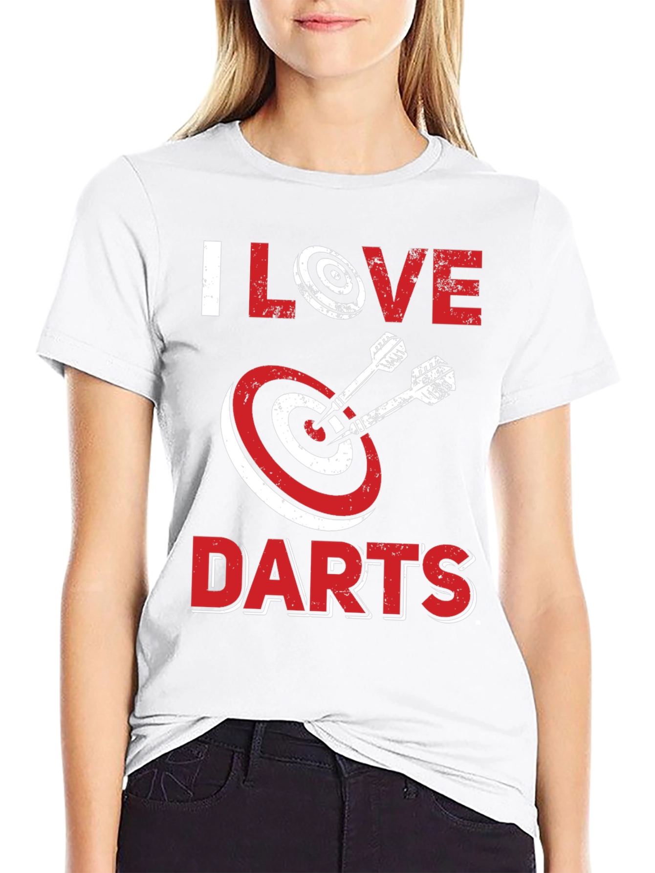 Black I Love Darts Graphic Tee - Black Cotton Casual Shirt view 9
