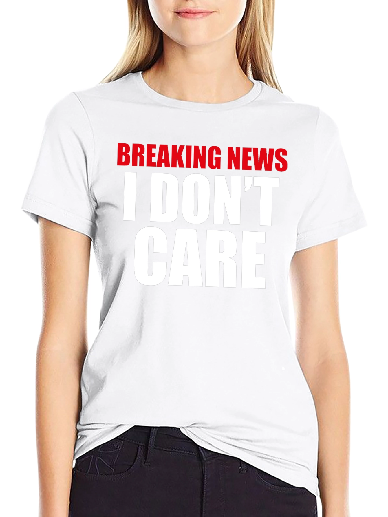 Black Breaking News I Don't Care T-Shirt view 9