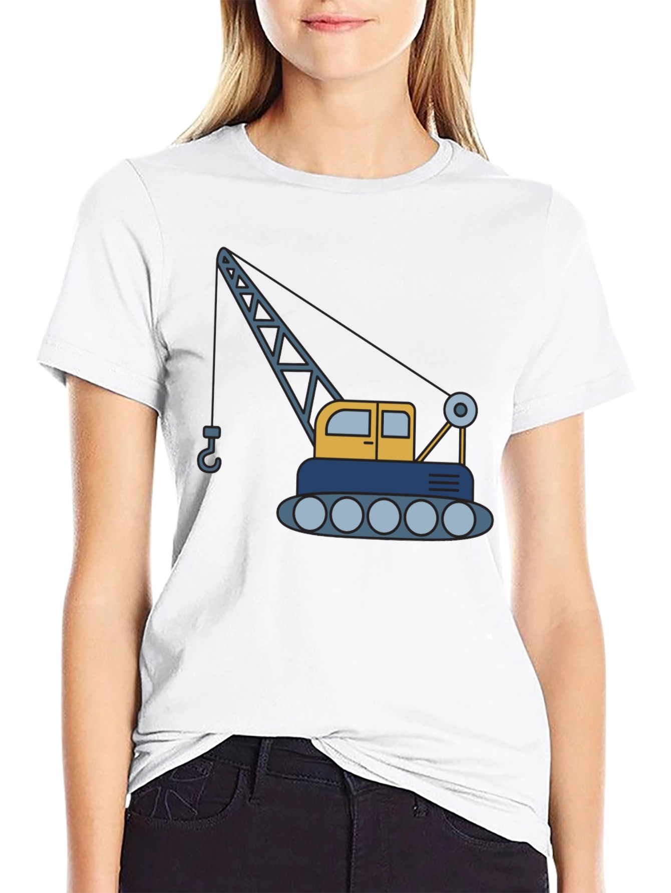 Black Crane Graphic T-Shirt - Construction Vehicle Tee view 9