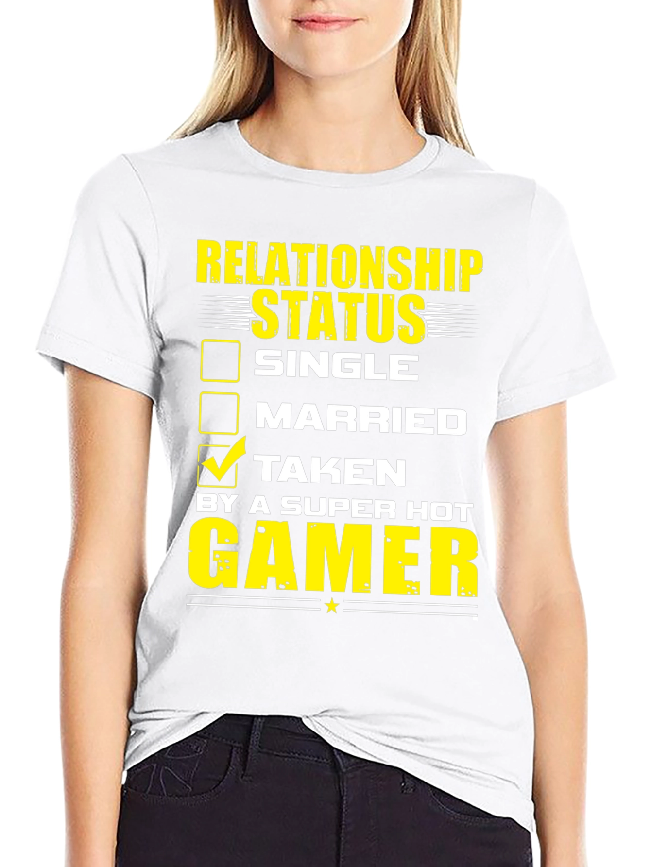Black Relationship Status: Taken by a Super Hot Gamer T-Shirt view 9