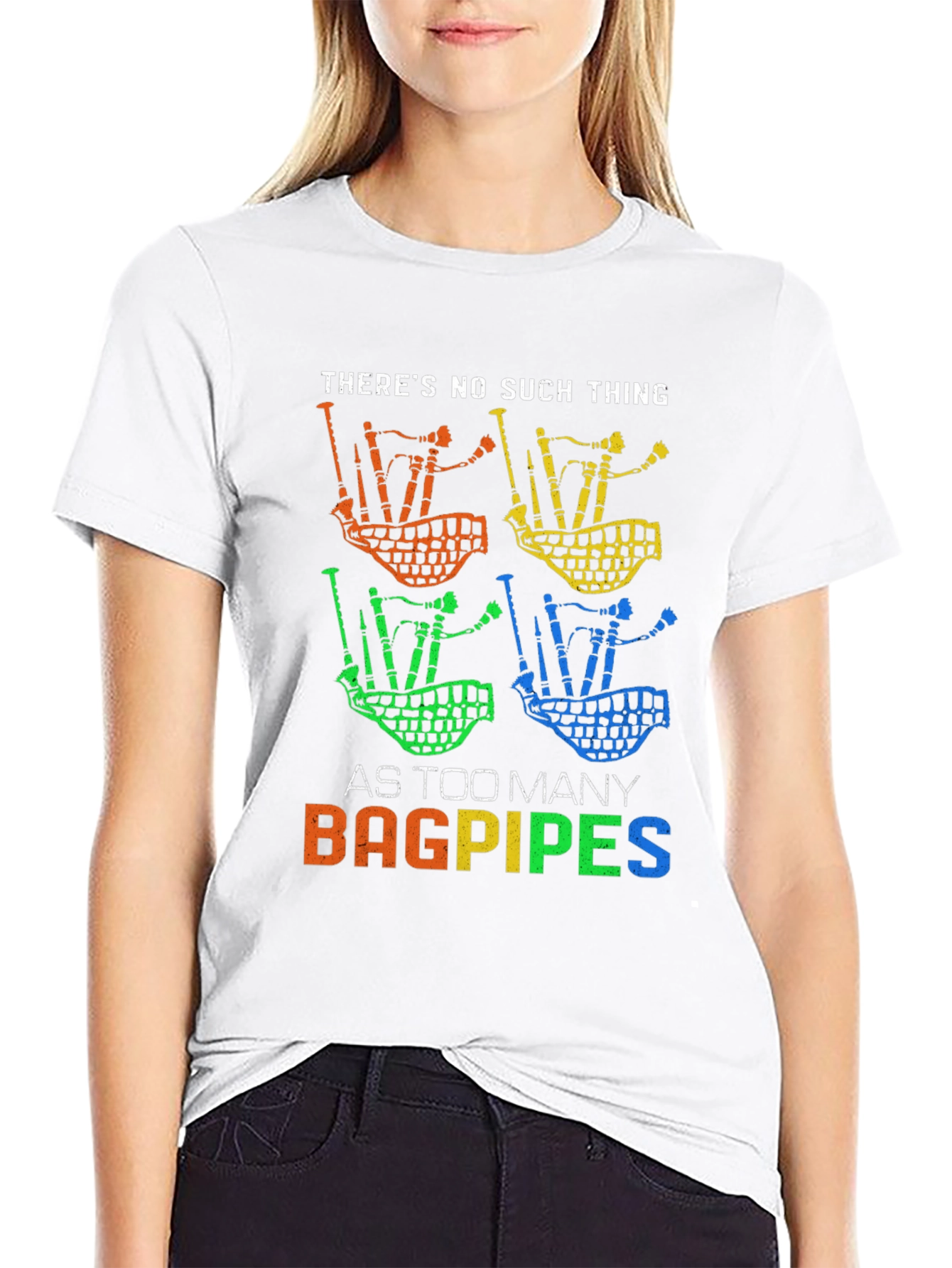 Black Bagpipes Graphic Tee - Too Many Bagpipes view 9