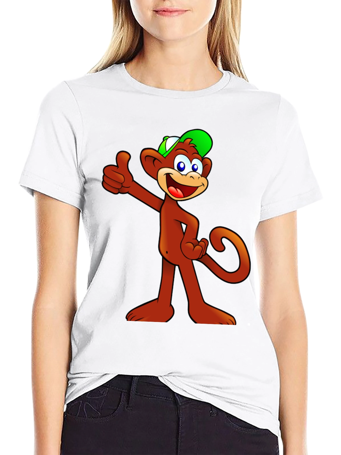Black Cartoon Monkey T-Shirt - Thumbs Up! view 9