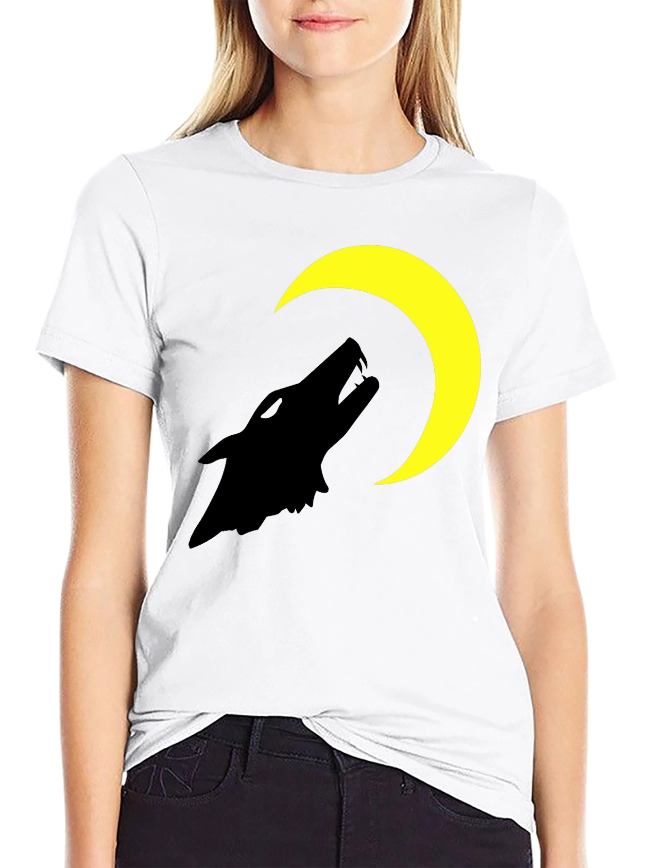 Black Wolf Moon Graphic T-Shirt - Black Cotton Tee view 9