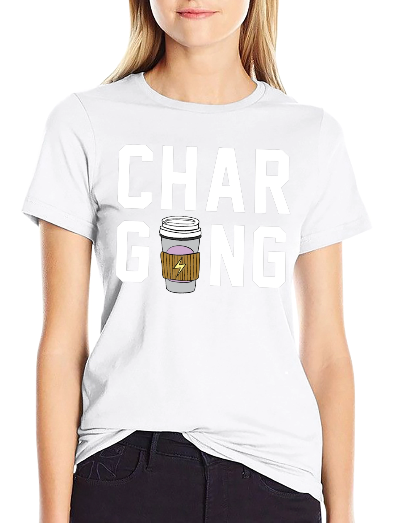 Black Charging Coffee Graphic T-Shirt view 9