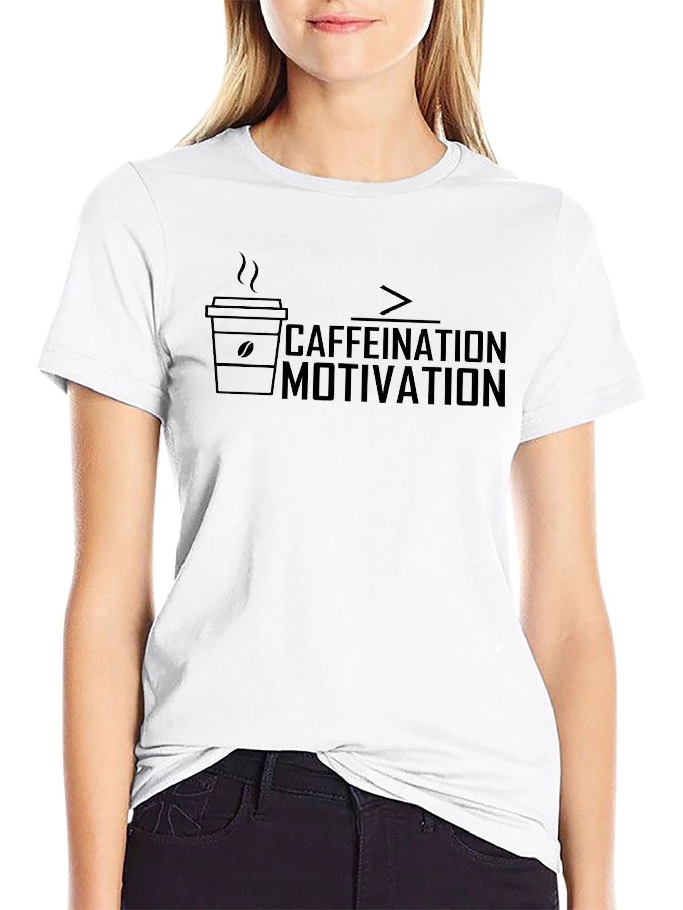 Black Caffeination Motivation Graphic Tee - Black view 9