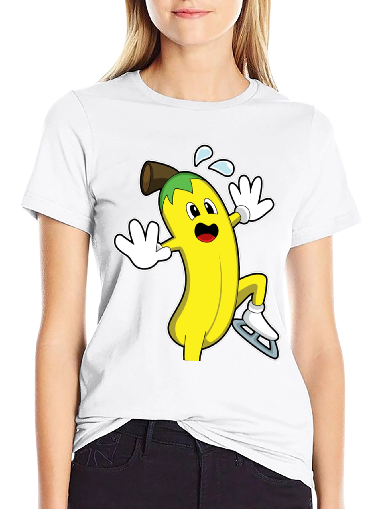 Black Banana Ice Skating T-Shirt - Fun & Unique Design view 9