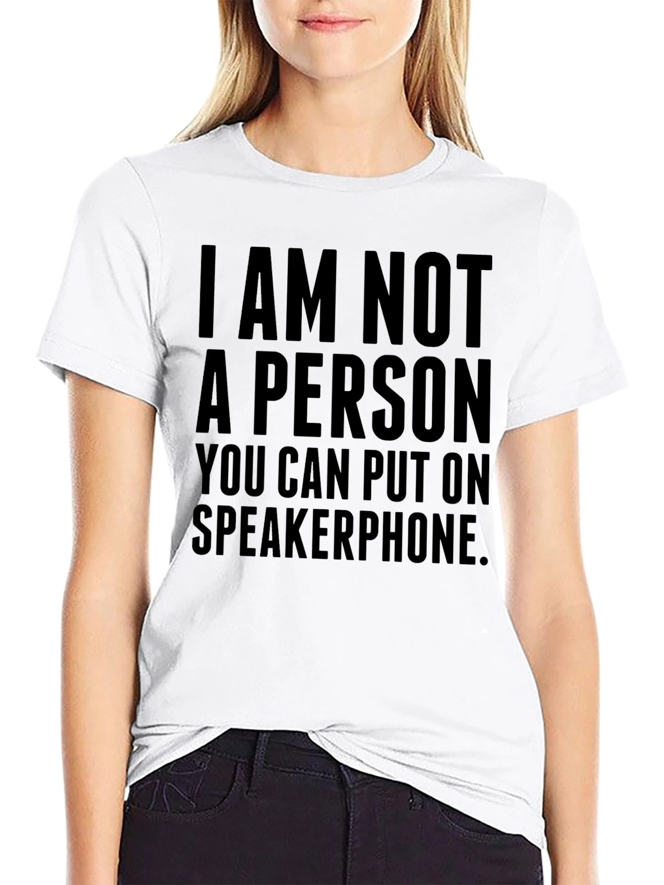 Black Speakerphone Humor Tee view 9